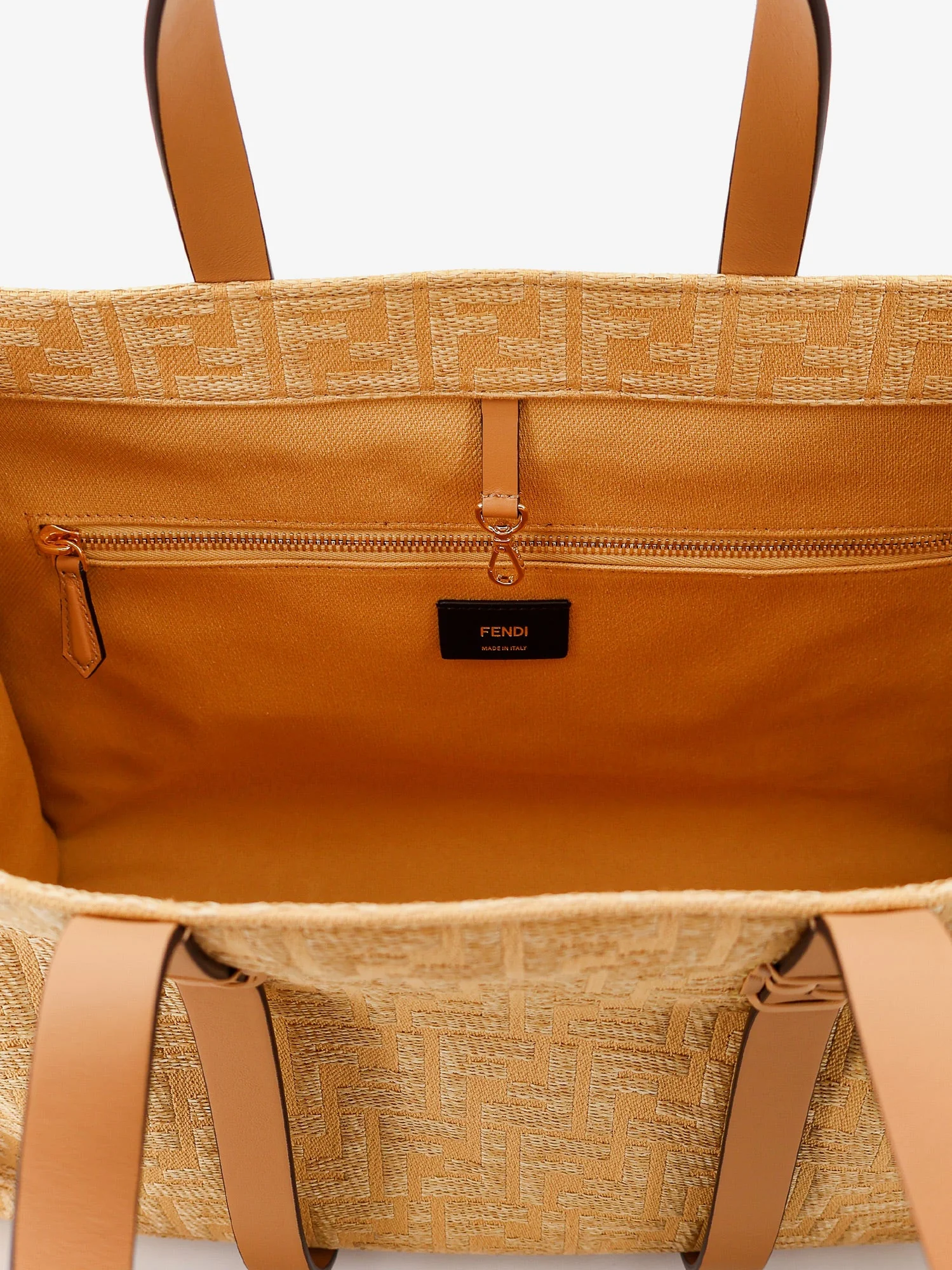 Fendi Summer Tote Rafia Shoulder Bag With All-Over Ff Logo - Image 4