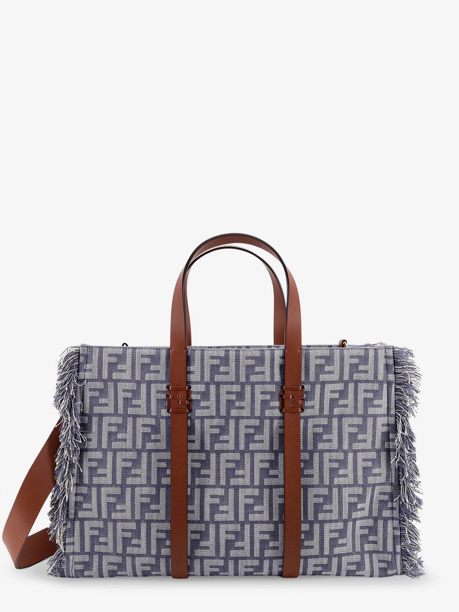 Fendi Summer Tote Rafia Shoulder Bag With All-Over Ff Logo - Image 6