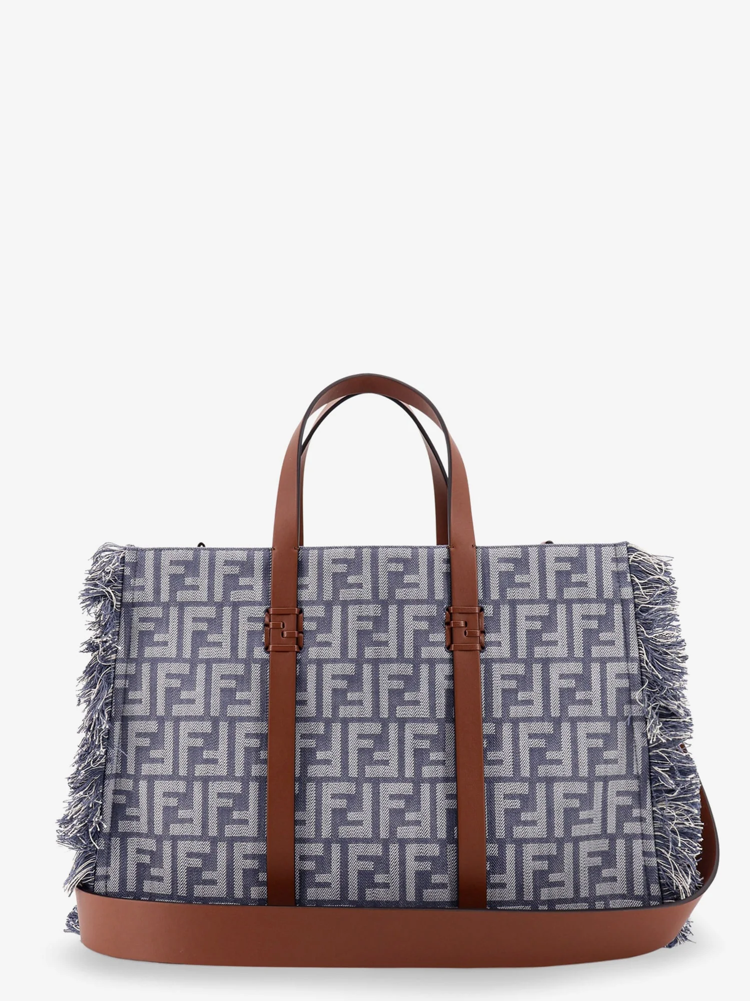 Fendi Summer Tote Rafia Shoulder Bag With All-Over Ff Logo - Image 8