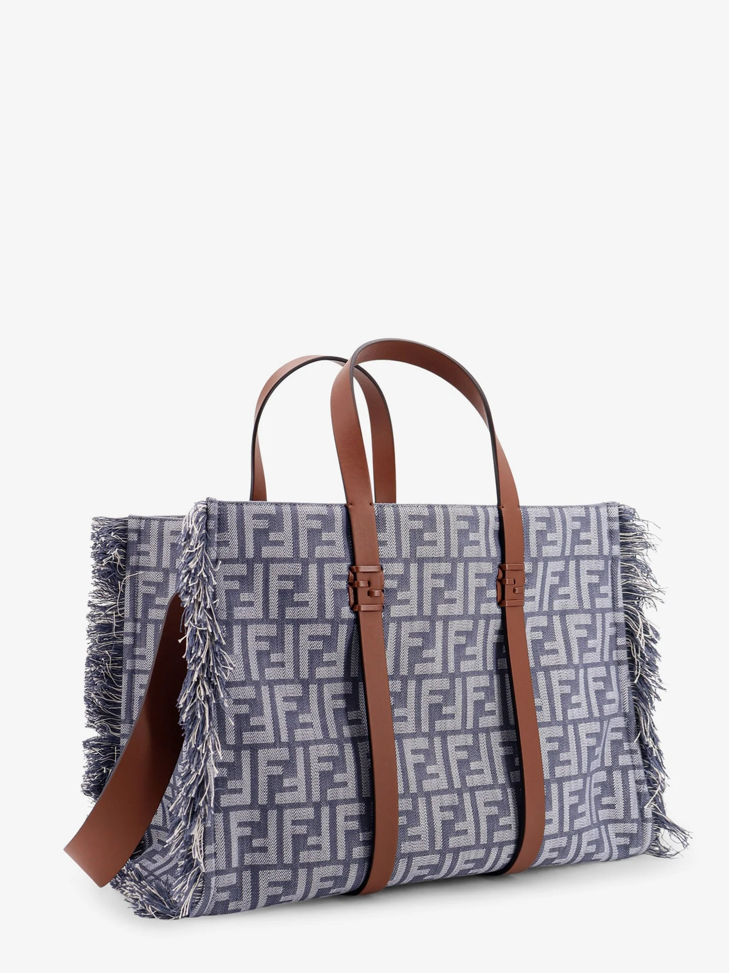 Fendi Summer Tote Rafia Shoulder Bag With All-Over Ff Logo - Image 9