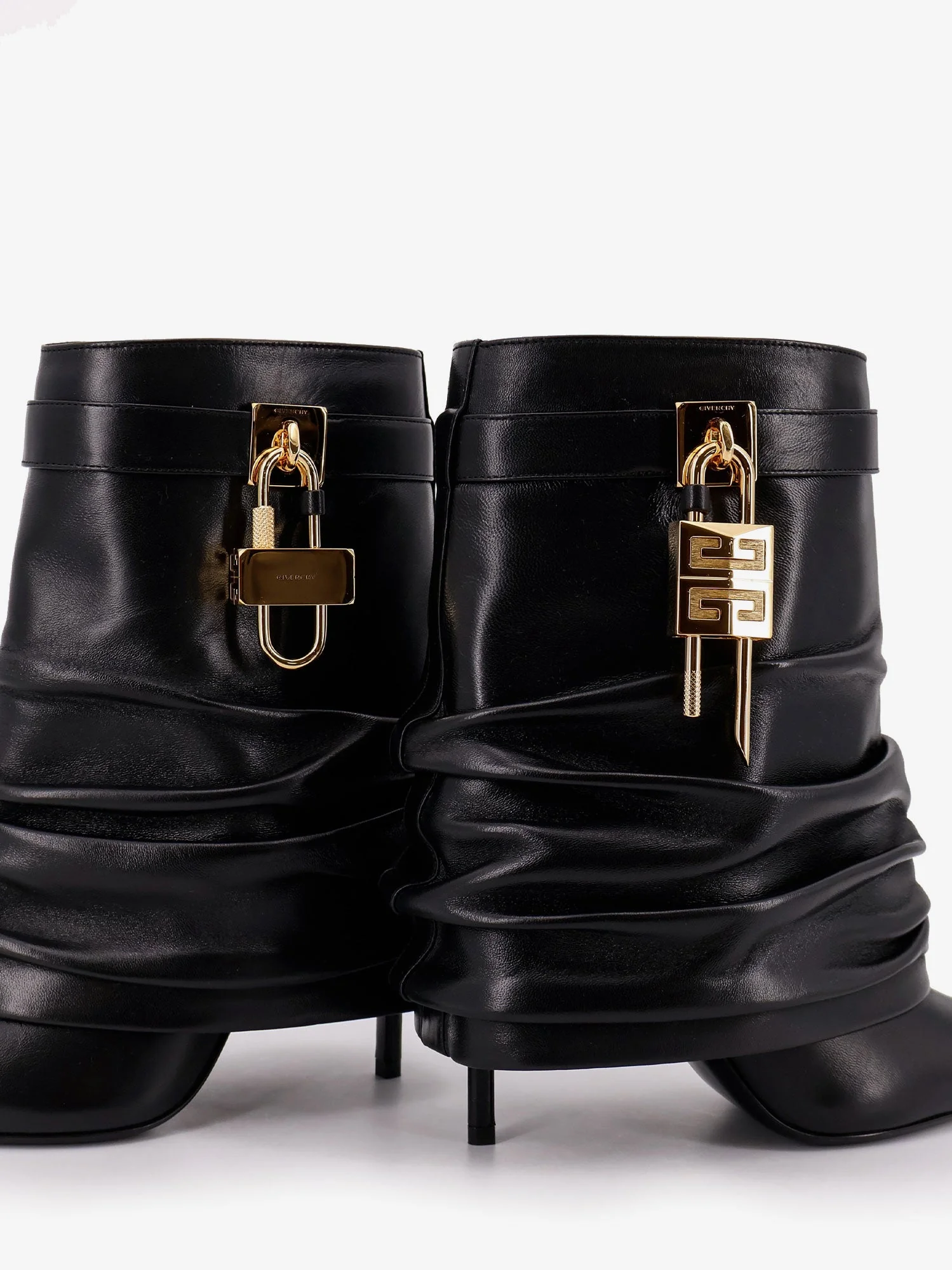Givenchy Shark Lock Stiletto Leather Ankle Boots - Image 4
