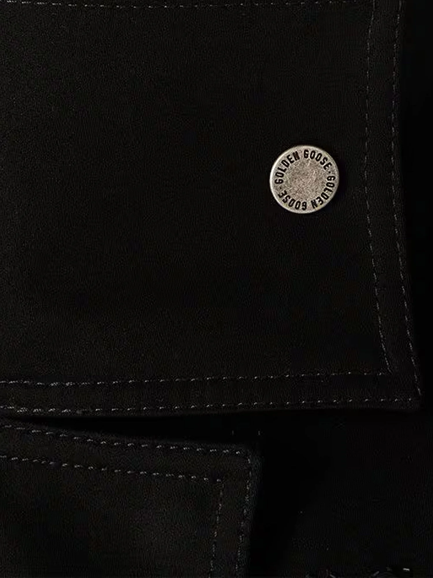 Golden Goose Deluxe Brand Black Denim Jacket With Floral Details In Sequins And Crystals - Image 3