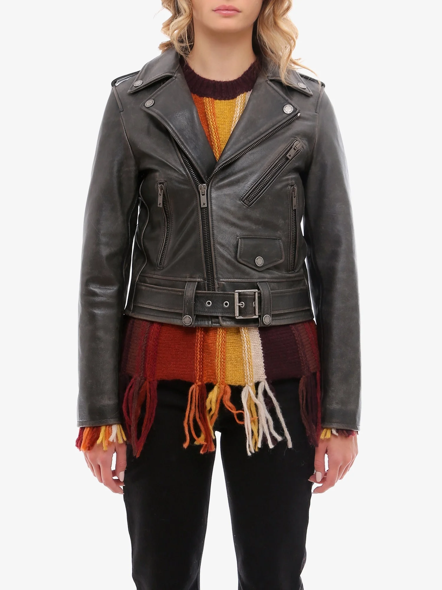 Golden Goose Deluxe Brand Slim Fit Destiny Lived-In Effect Leather Biker - Image 3