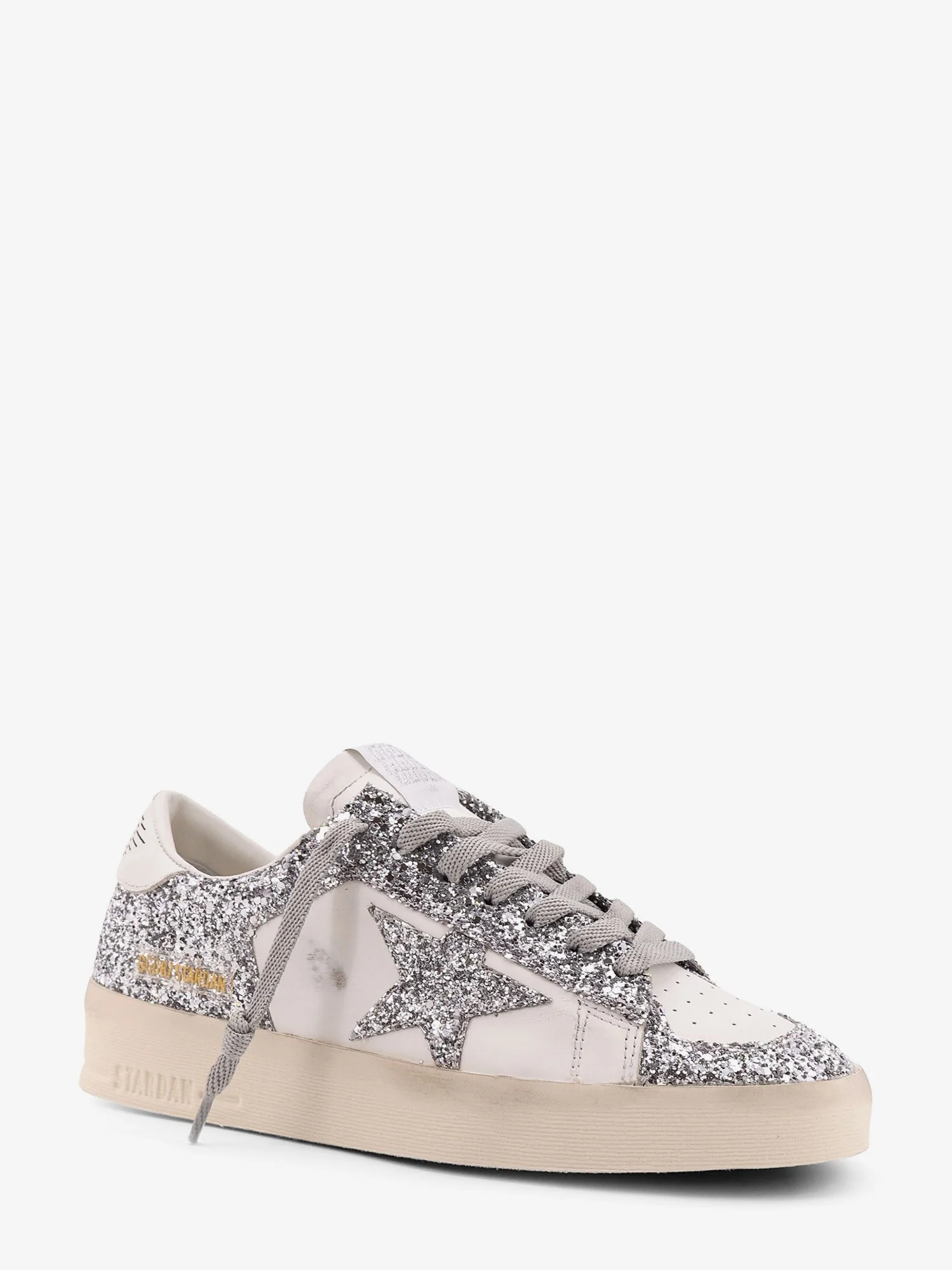 Golden Goose Deluxe Brand Stardan Low-Top Leather Sneakers With Glitter Profiles - Image 2