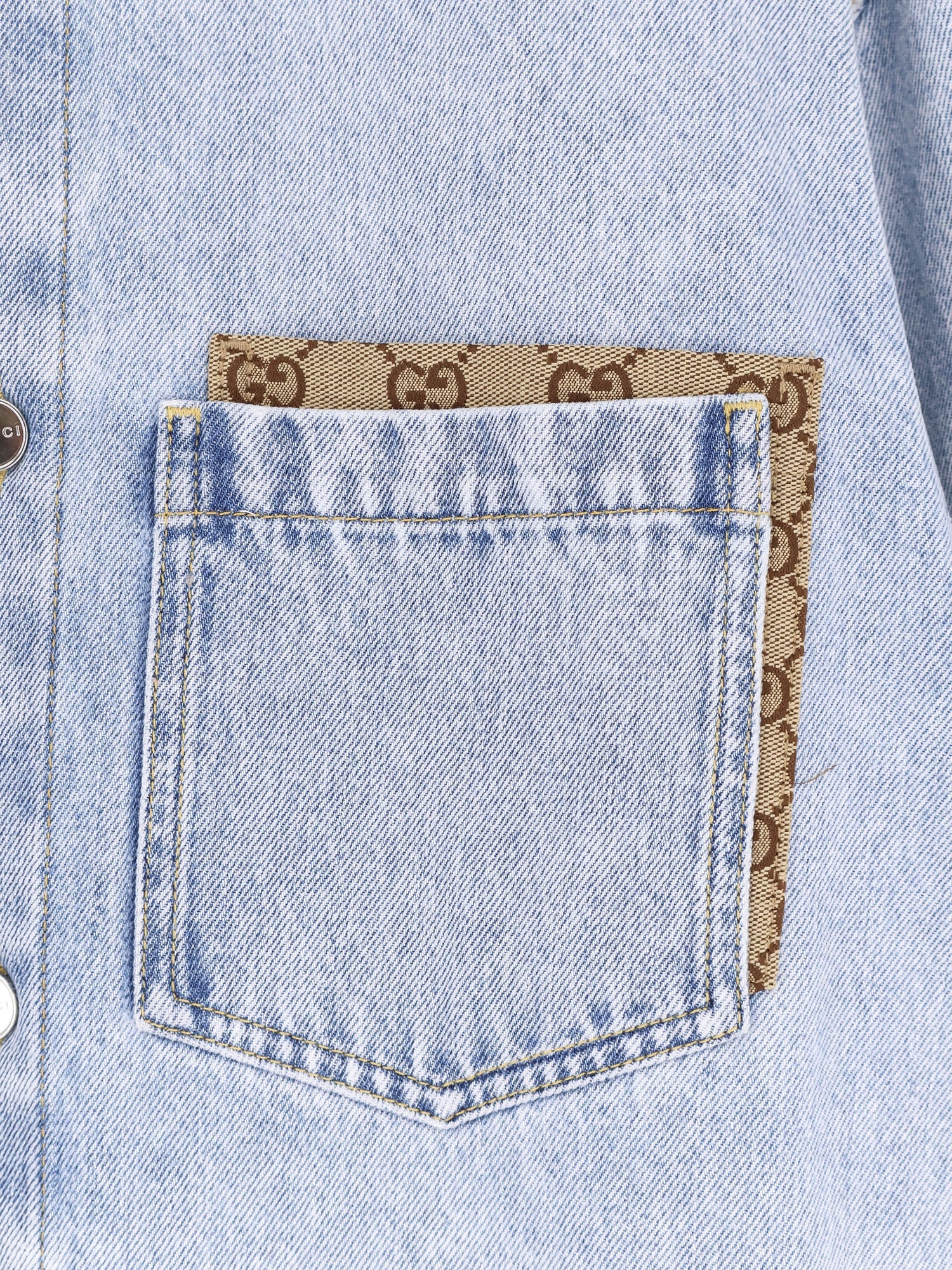 Gucci Denim Shirt With Gg Insert - Image 3