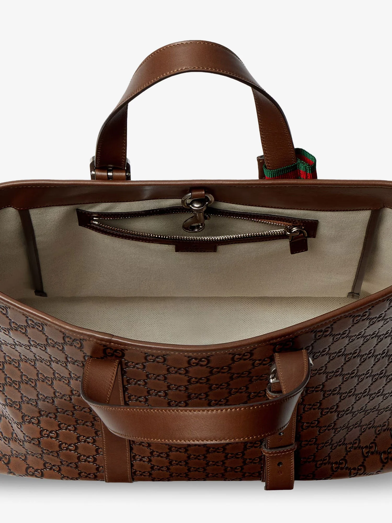 Gucci Gg Emblem Leather Shopping Bag With Embossed Gg Motif - Image 10