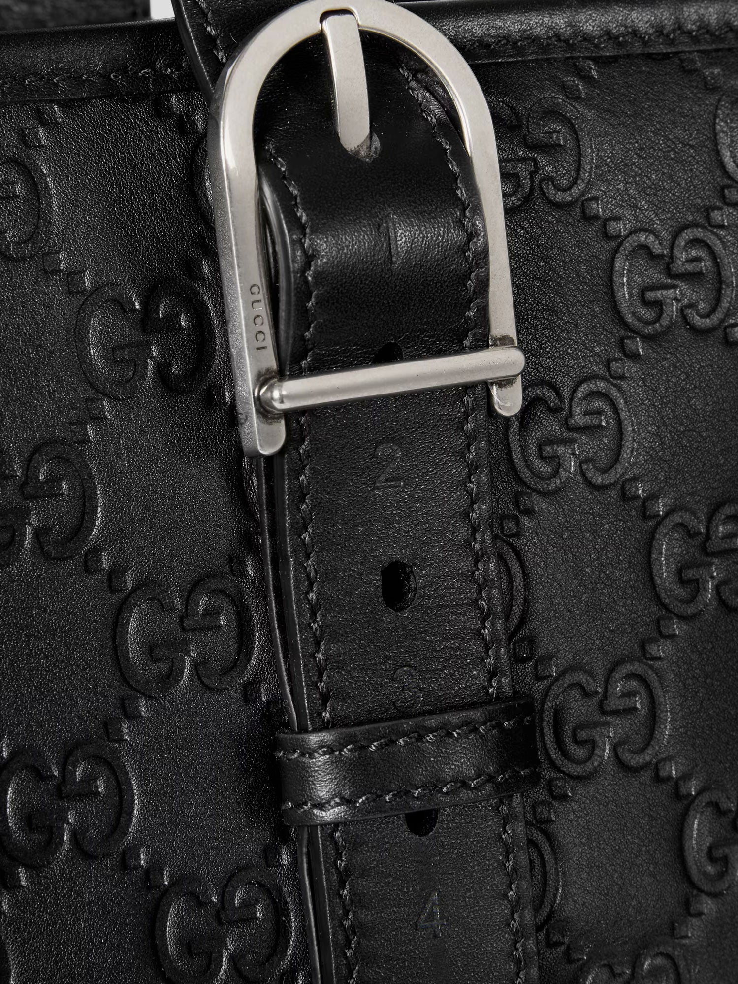 Gucci Gg Emblem Leather Shopping Bag With Embossed Gg Motif - Image 5