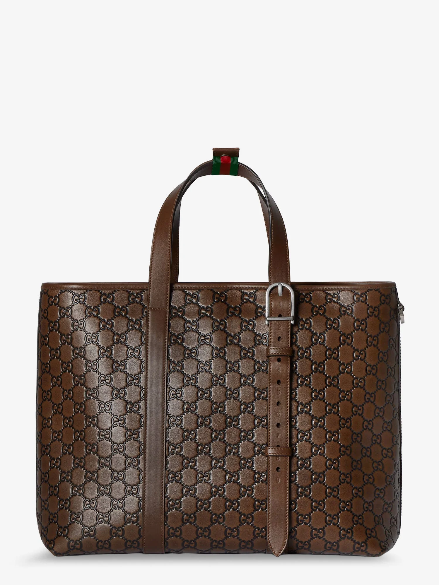Gucci Gg Emblem Leather Shopping Bag With Embossed Gg Motif - Image 8