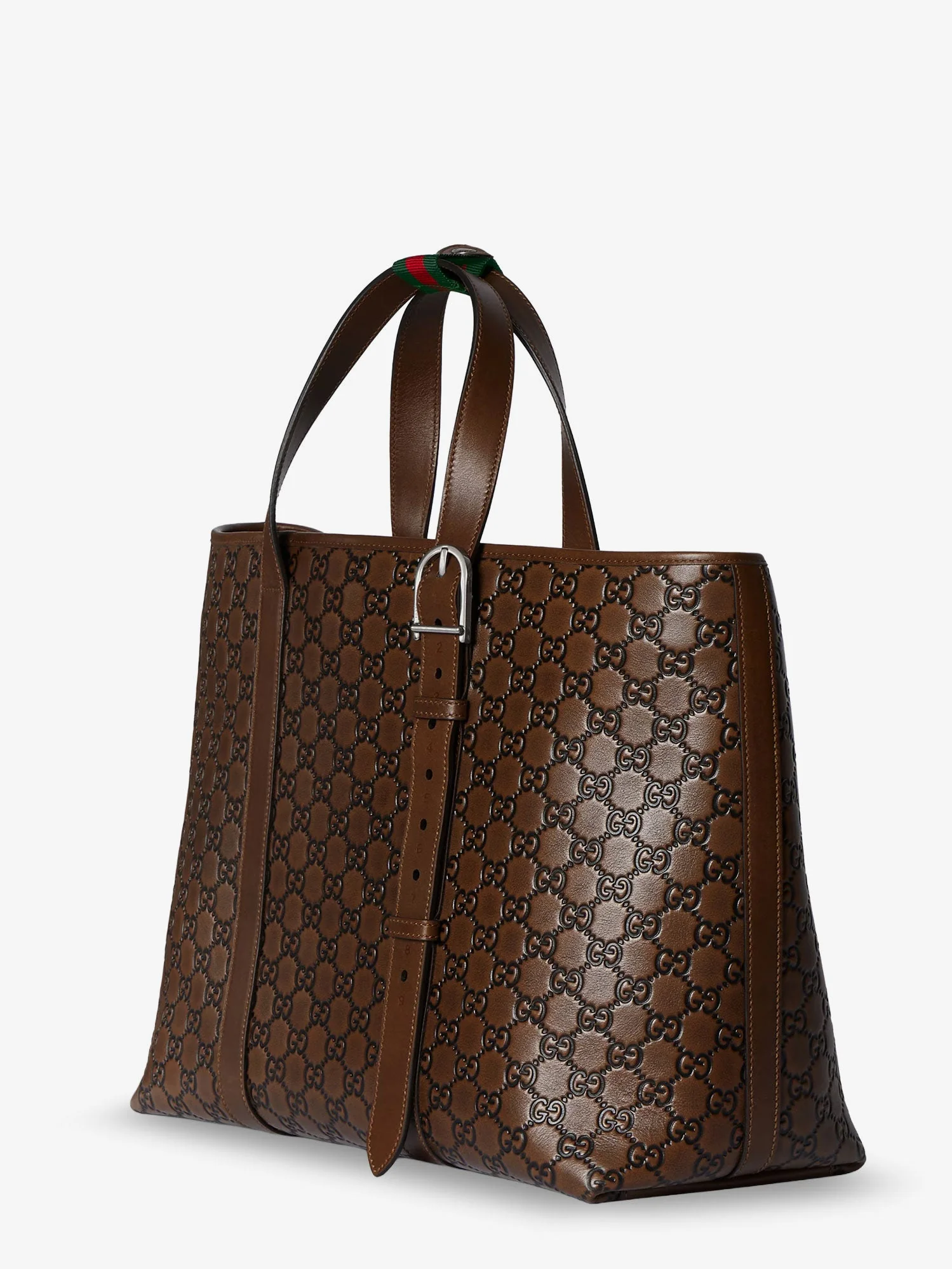 Gucci Gg Emblem Leather Shopping Bag With Embossed Gg Motif - Image 9