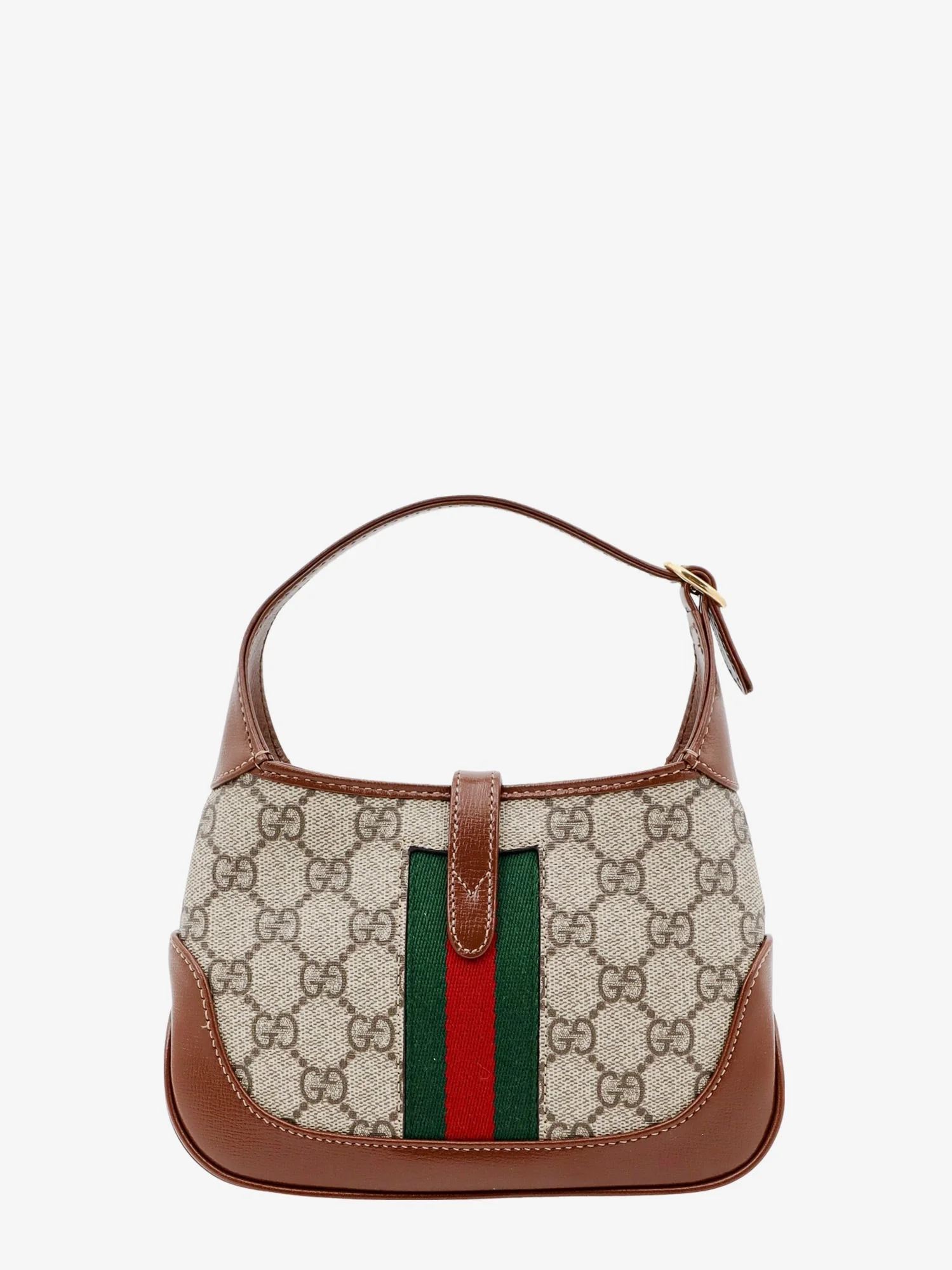 Gucci Gg Supreme Fabric And Leather Shoulder Bag With Iconic Web Band - Image 3