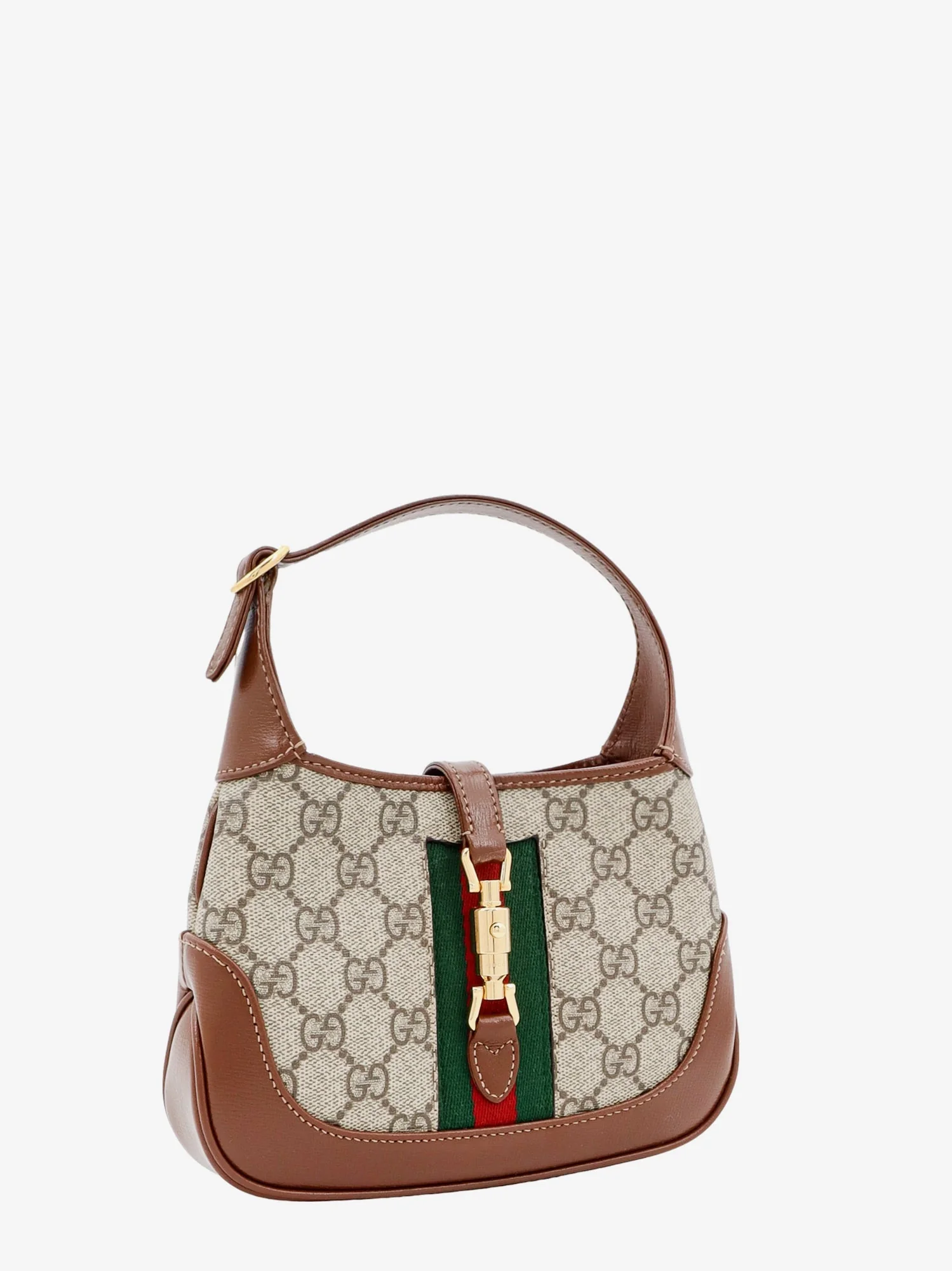 Gucci Gg Supreme Fabric And Leather Shoulder Bag With Iconic Web Band - Image 4