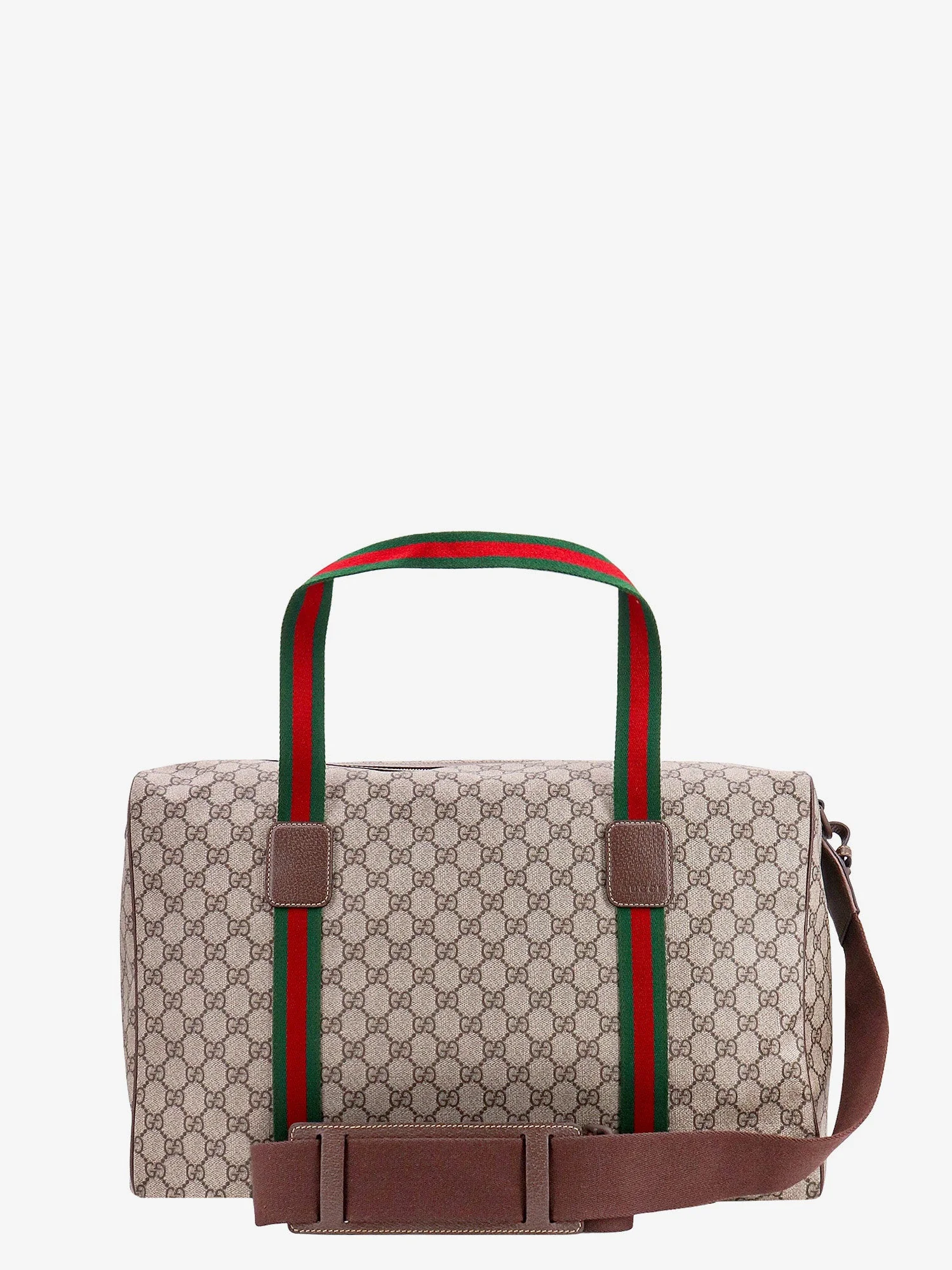 Gucci Gg Supreme Fabric And Leather Travel Bag With Web Detail - Image 8