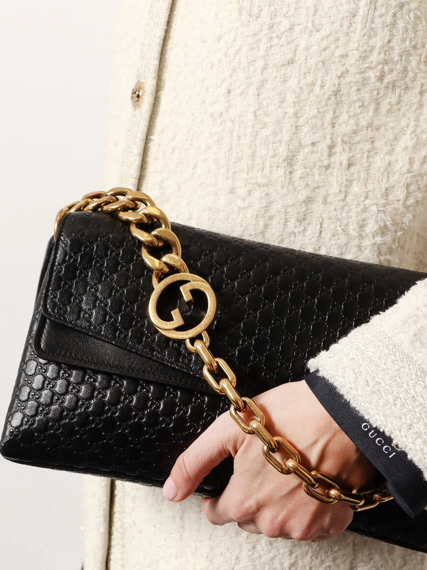 Gucci Leather Crossbody Bag With Embossed Gg Motif - Image 2