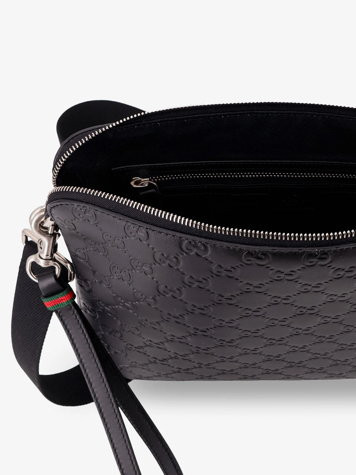 Gucci Leather Gg Emblem Crossbody Bag With Embossed Gg Motif - Image 5