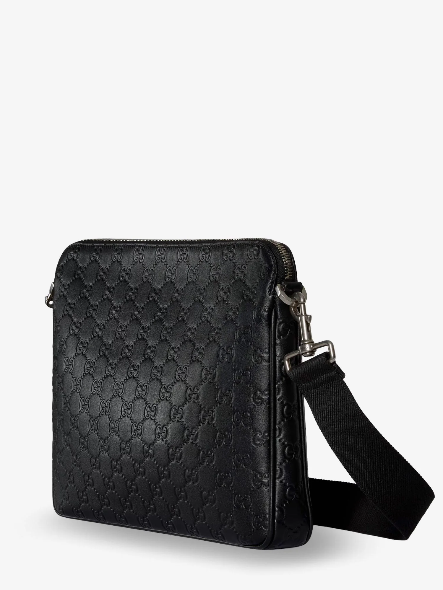 Gucci Leather Gg Emblem Crossbody Bag With Embossed Gg Motif - Image 9