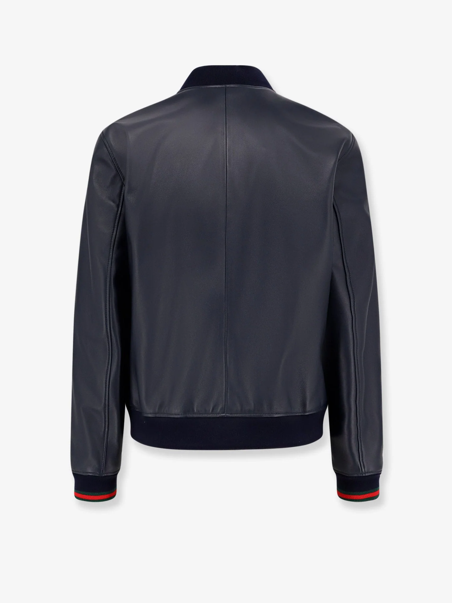 Gucci Leather Jacket Witth Web Details - Image 2