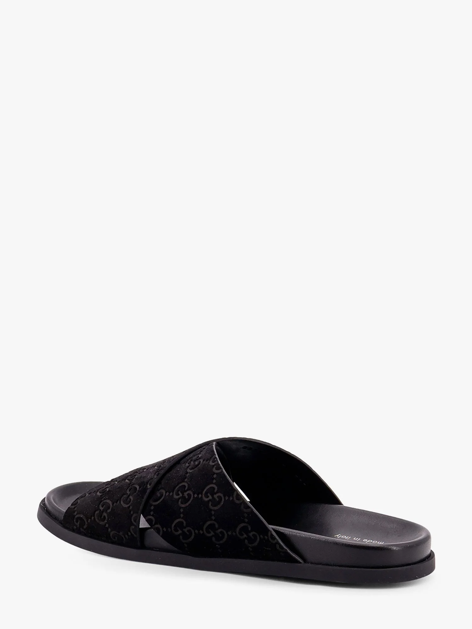 Gucci Leather Slides With All-Over Gg Motif - Image 3