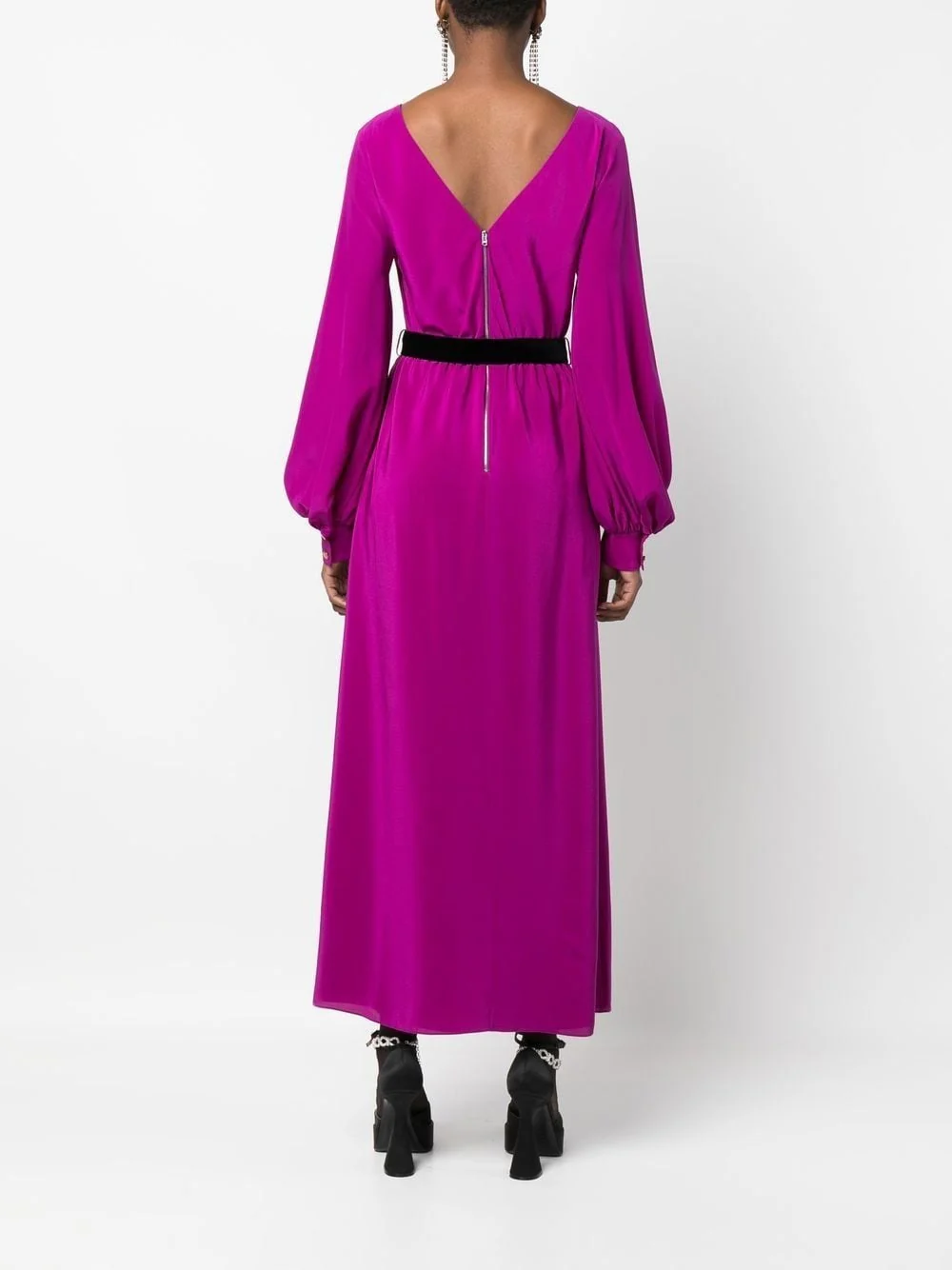Gucci Purple Silk Belted Maxi Dress - Image 3