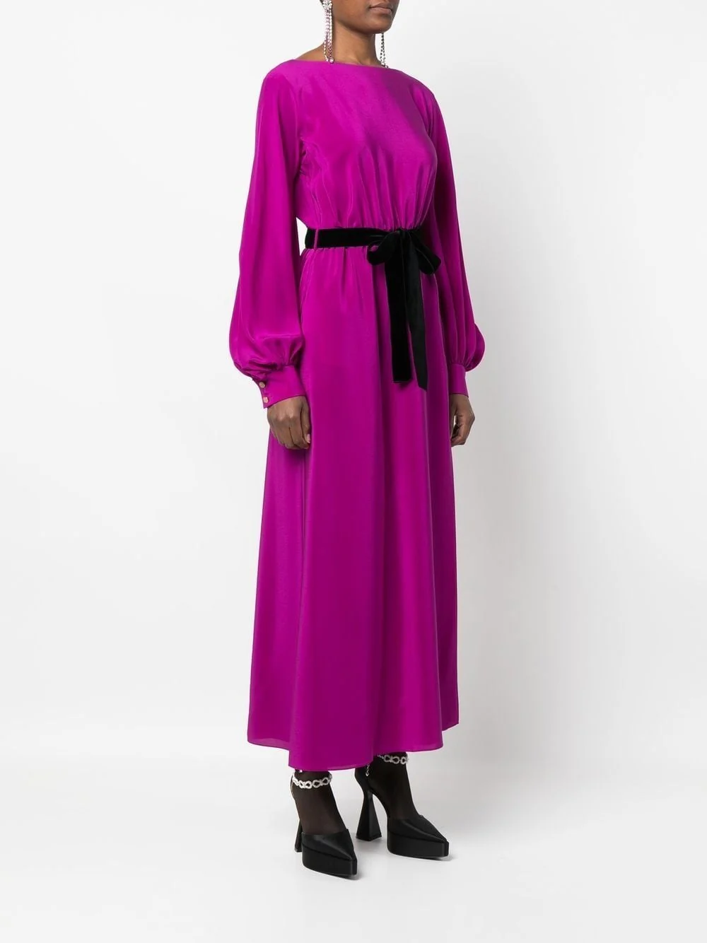 Gucci Purple Silk Belted Maxi Dress - Image 4