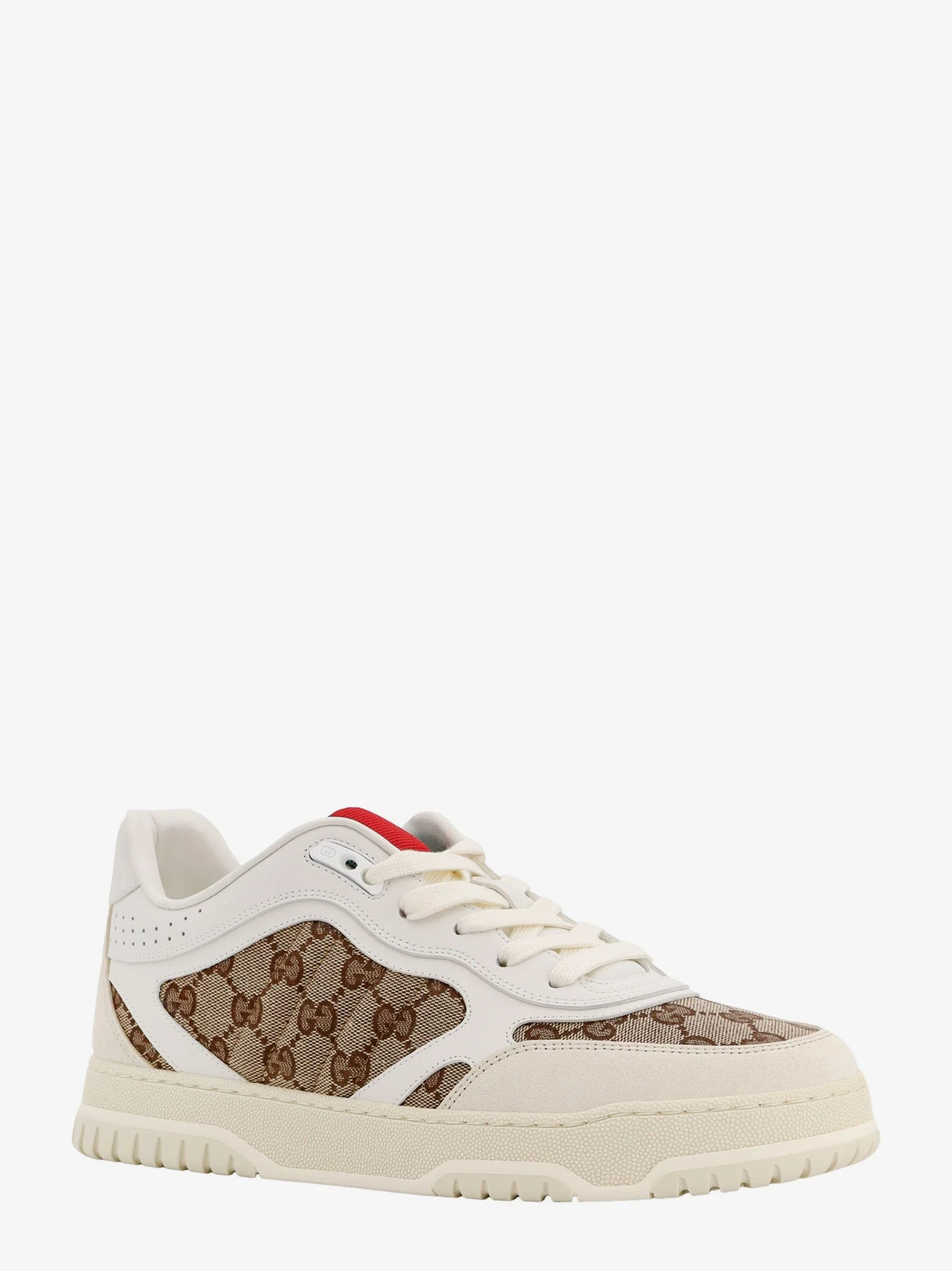 Gucci Re-Web Low-Top Leather And Suede Sneakers With Gg Supreme Fabric Inserts - Image 2