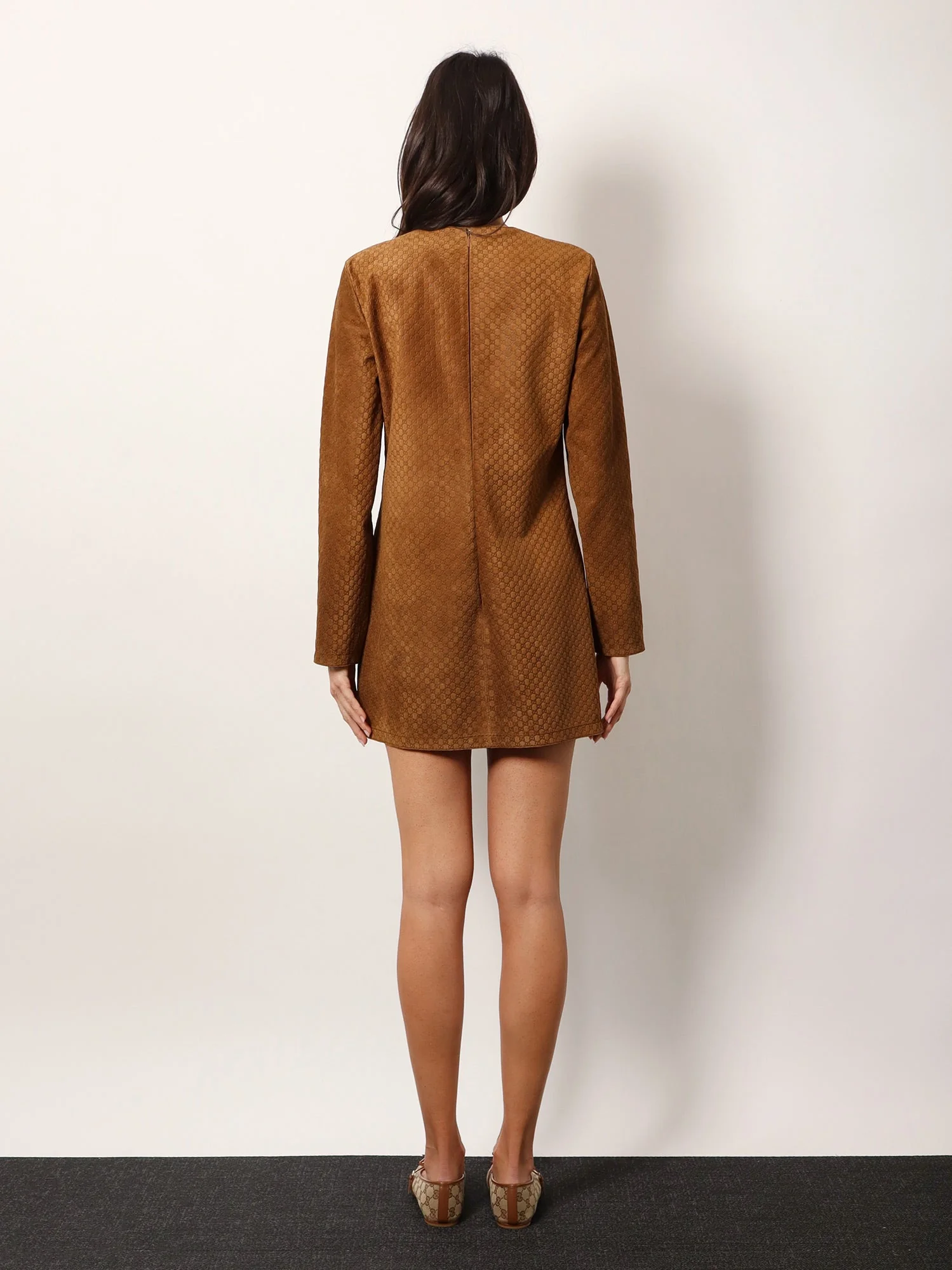 Gucci Suede Short Dress With All-Over Gg Logo - Image 3