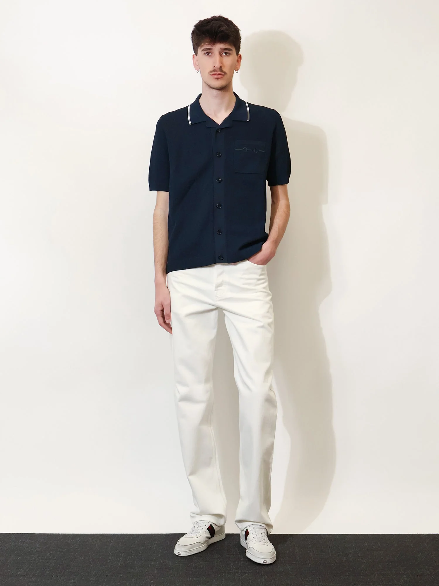 Gucci Viscose Blend Polo Shirt With Front Horsebit Embroidery - Image 2