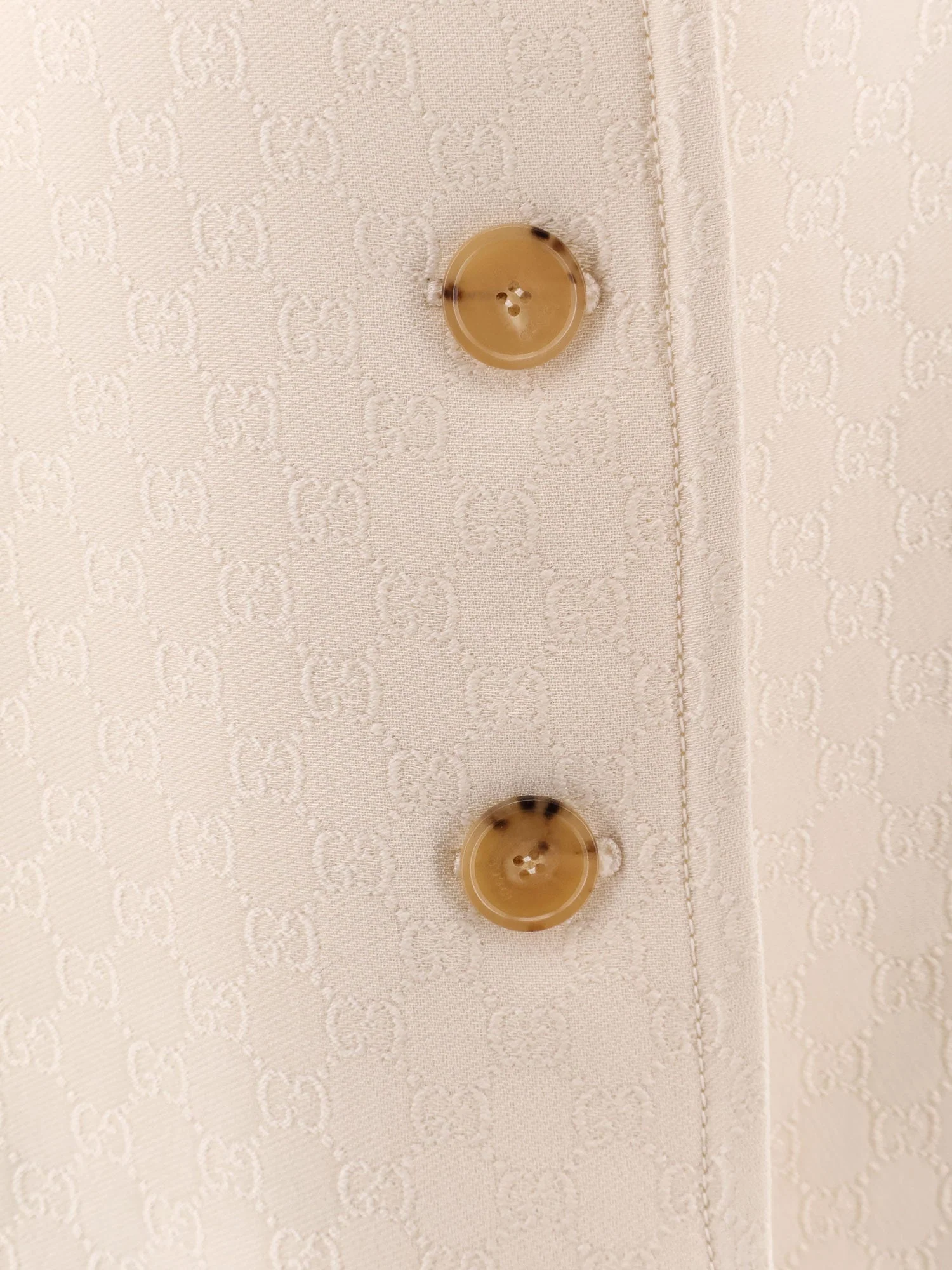 Gucci Wool And Silk Crepe Coat With All-Over Gg Motif - Image 5