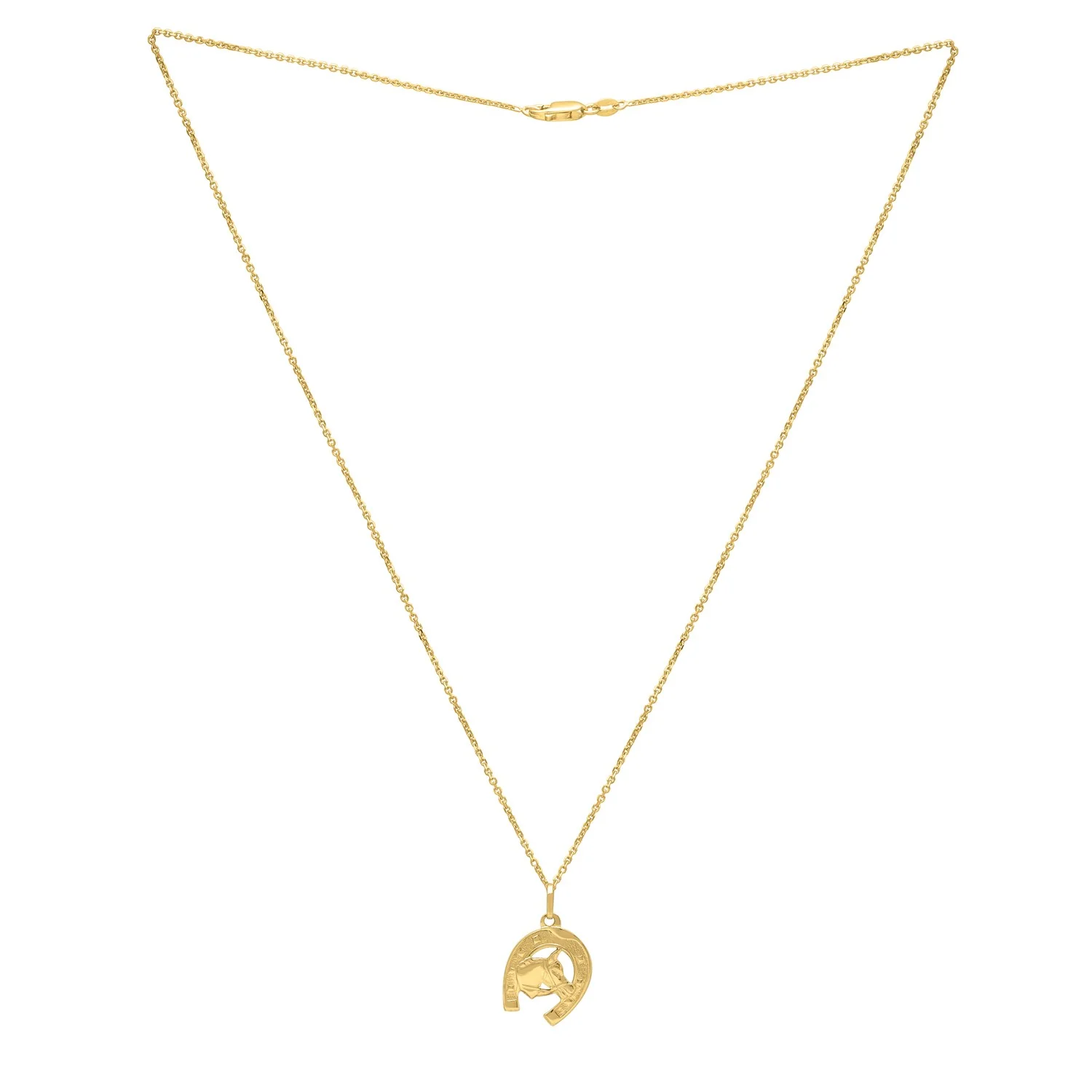 Horse and Horseshoe Necklace in 14K Yellow Gold - Image 2