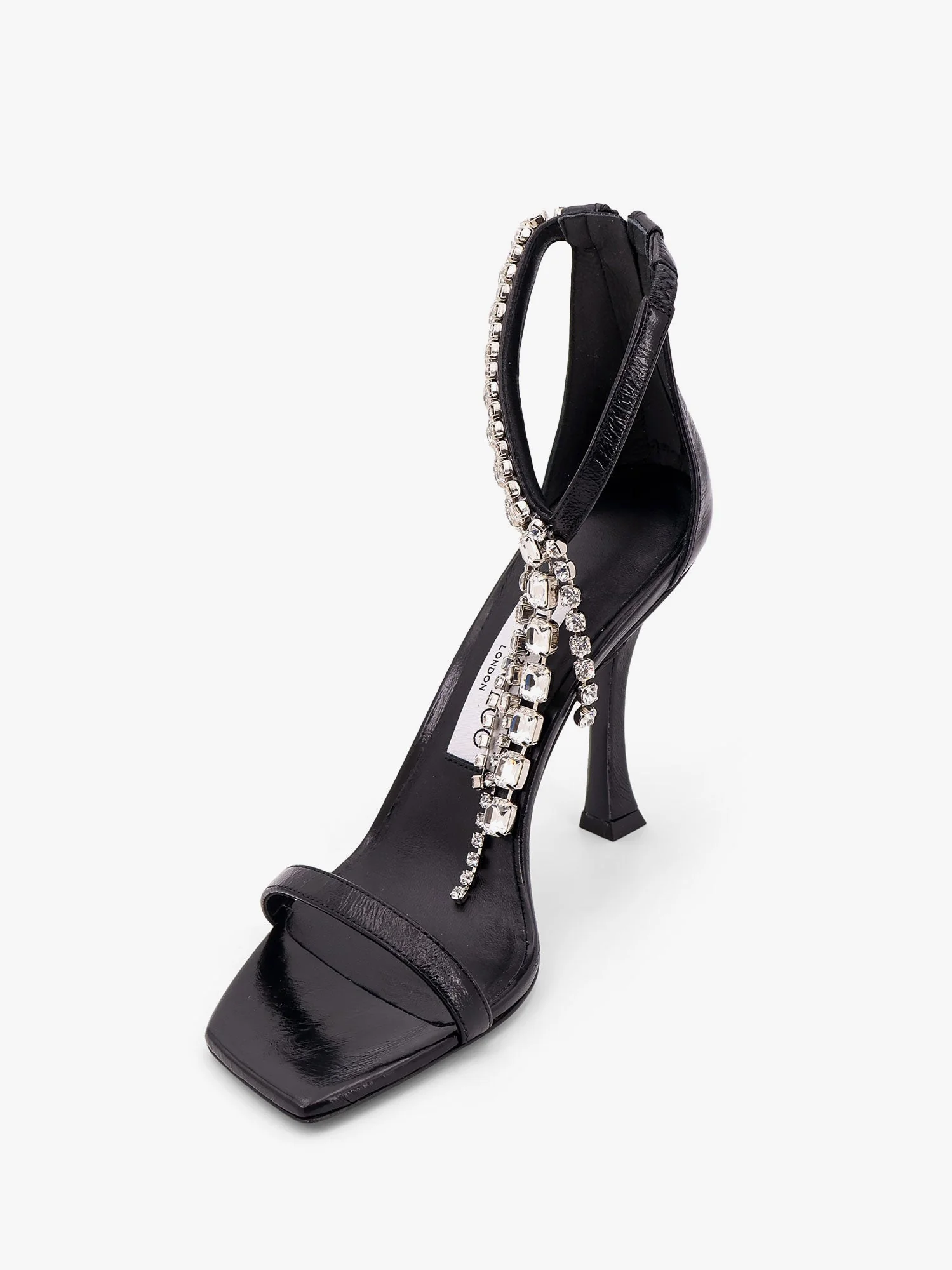 Jimmy Choo Black Vintage Leather Sandals With Crystals Detail - Image 4