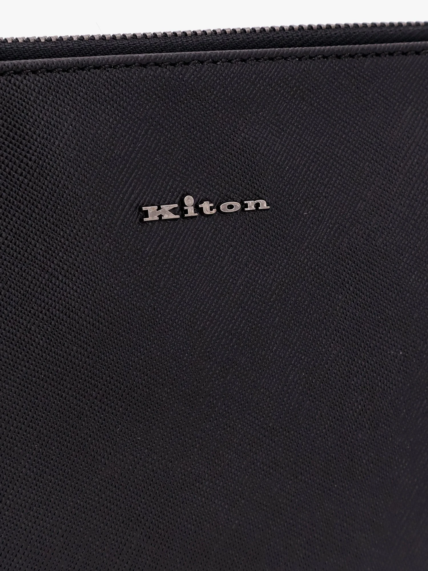 Kiton Ciro Paone Nylon Clutch Bag With Iconic Logo Embroidery - Image 4
