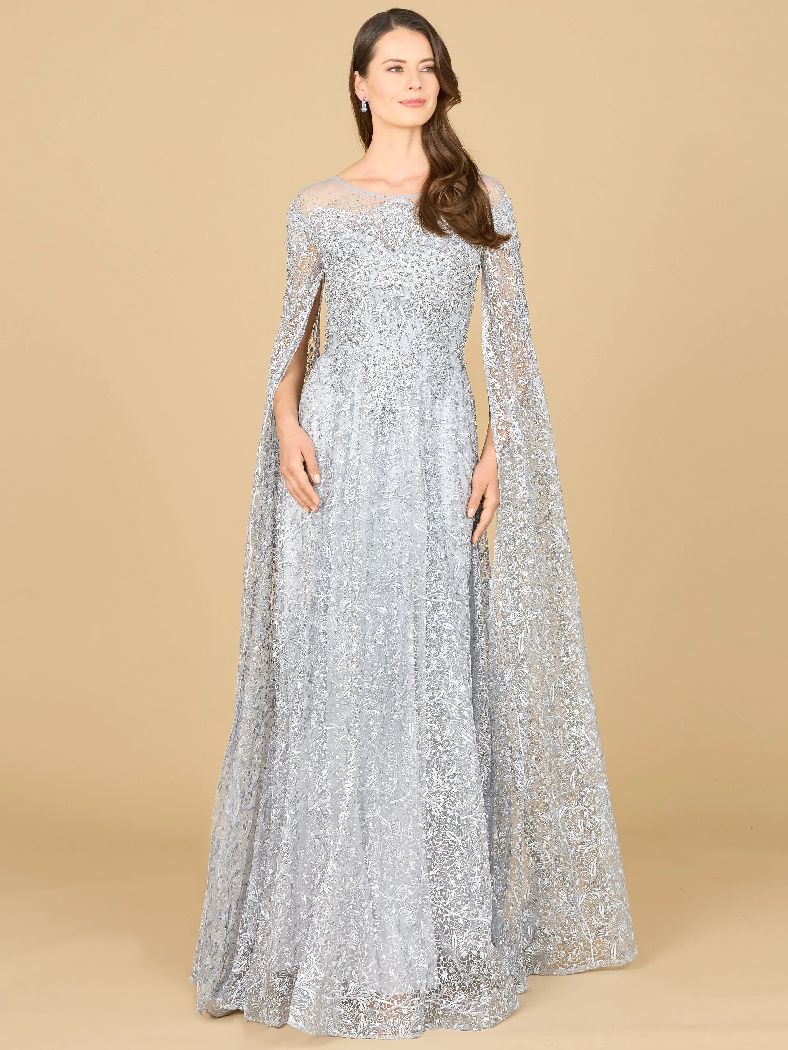 Lara Lace Gown with Dramatic Cape Sleeves - Image 4