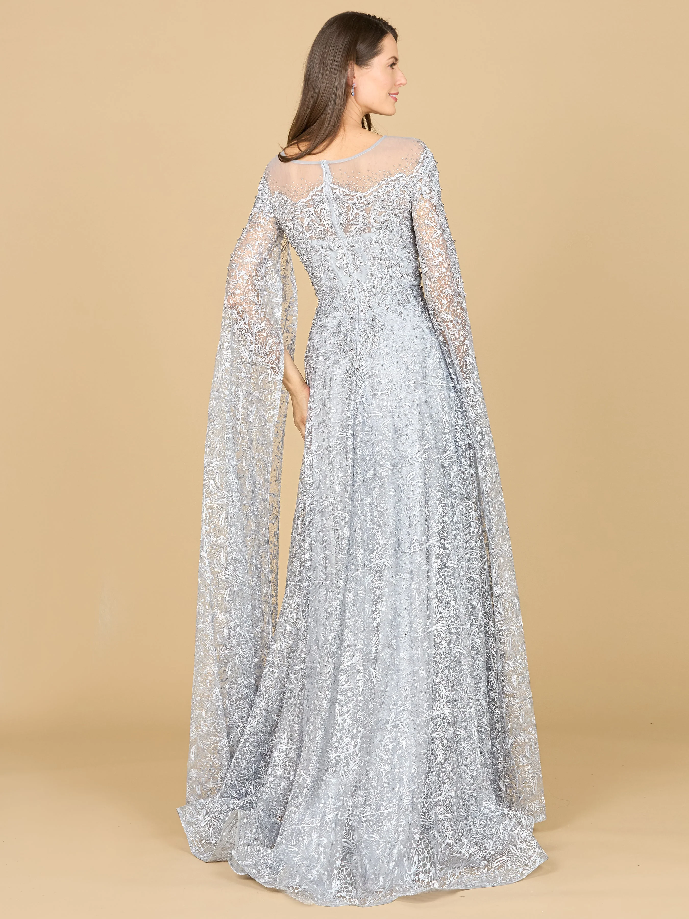 Lara Lace Gown with Dramatic Cape Sleeves - Image 5