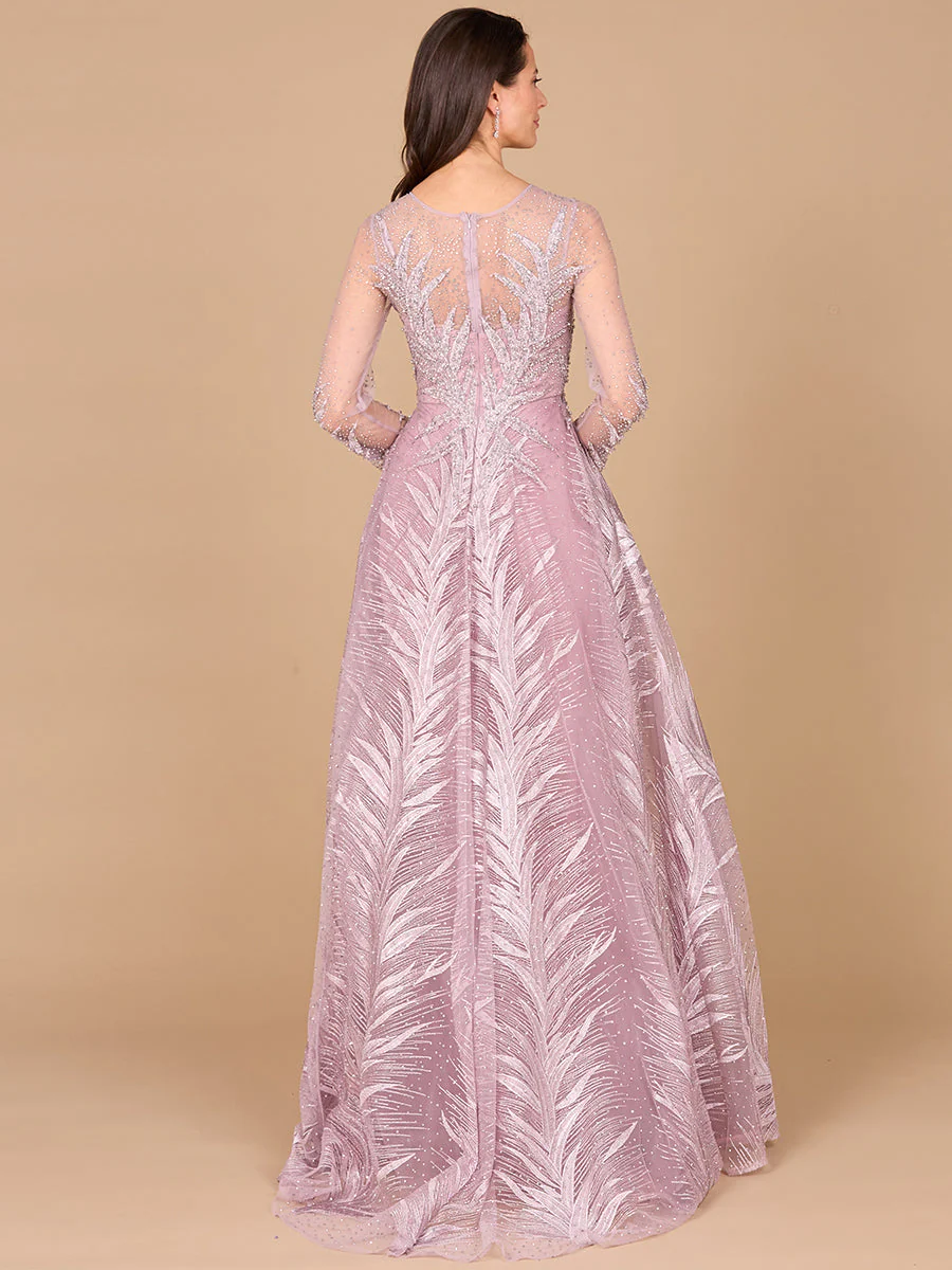 Lara 29761 - High Neck Sheer Long Sleeve Embellished Gown - Image 5