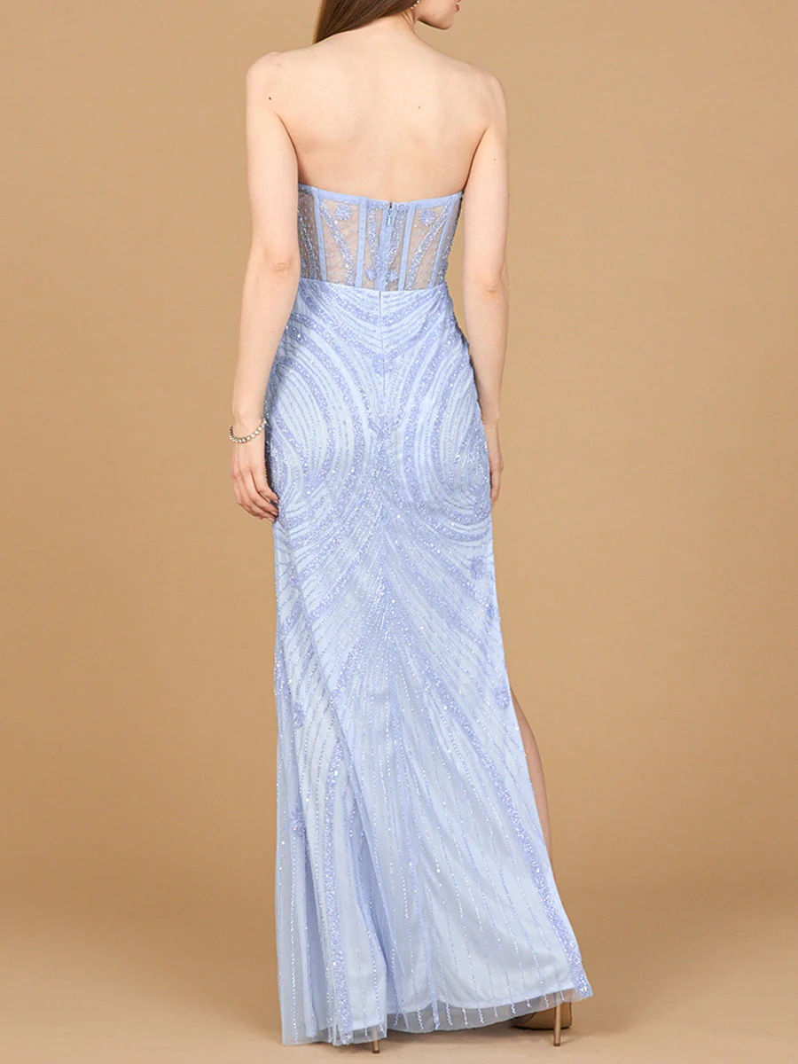 Lara Beaded Corset Dress with Slit - Image 2