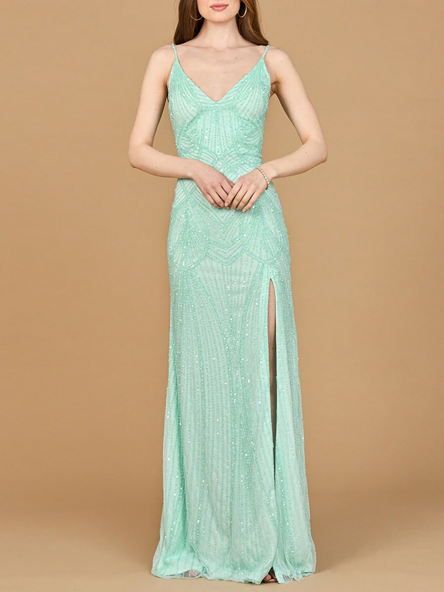 Lara Beaded Lace-up Dress with Slit - Image 3
