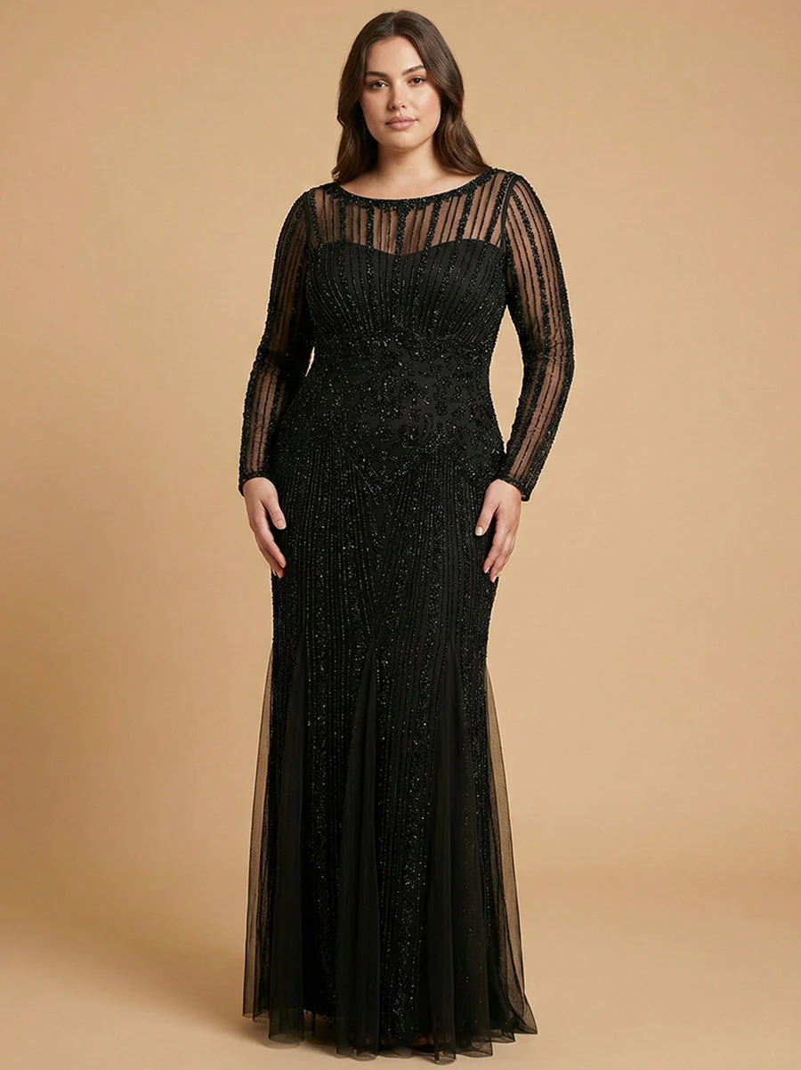 Lara High Neck Beaded Gown - Image 3