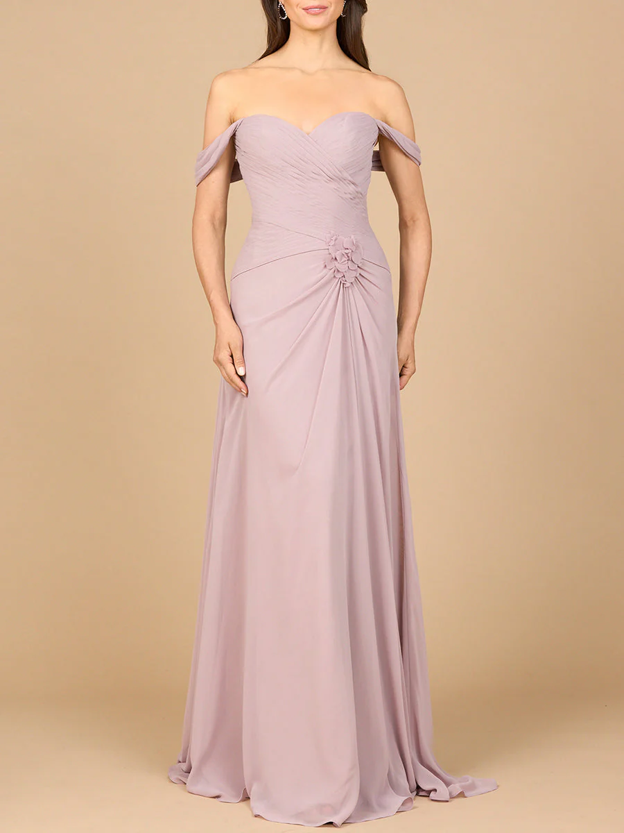 Lara Off Shoulder Chiffon Dress - Image 3