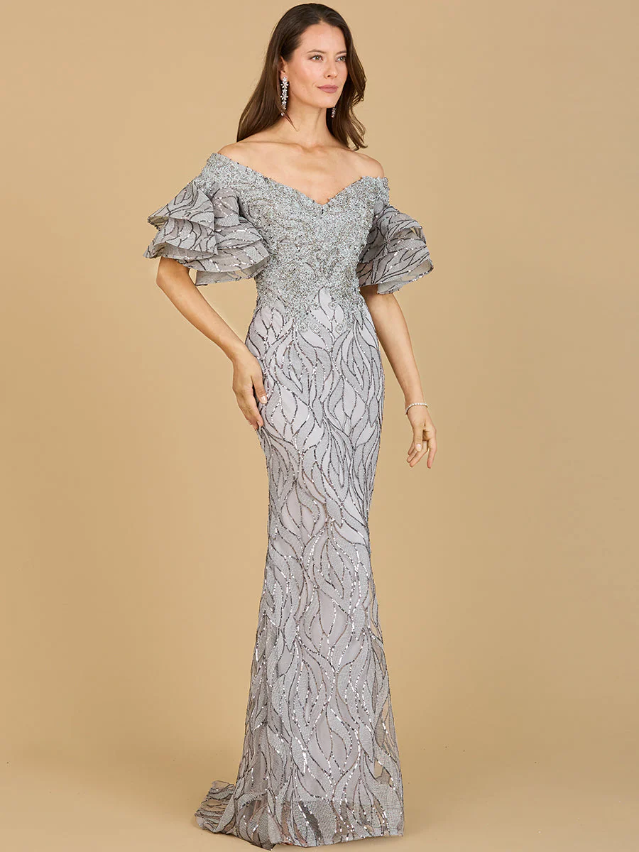 Lara Off Shoulder Mermaid Beaded Gown - Image 7