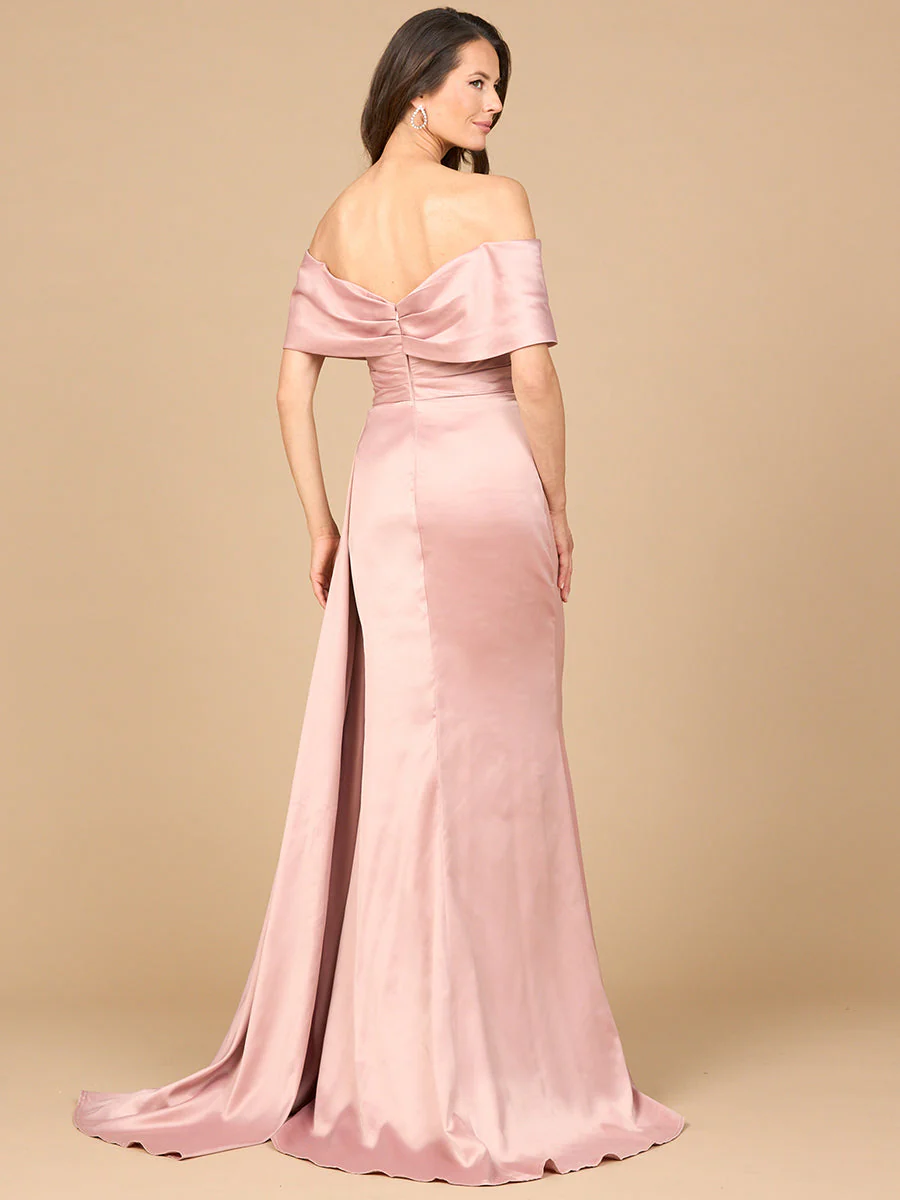 Lara Off Shoulder Satin Dress - Image 9
