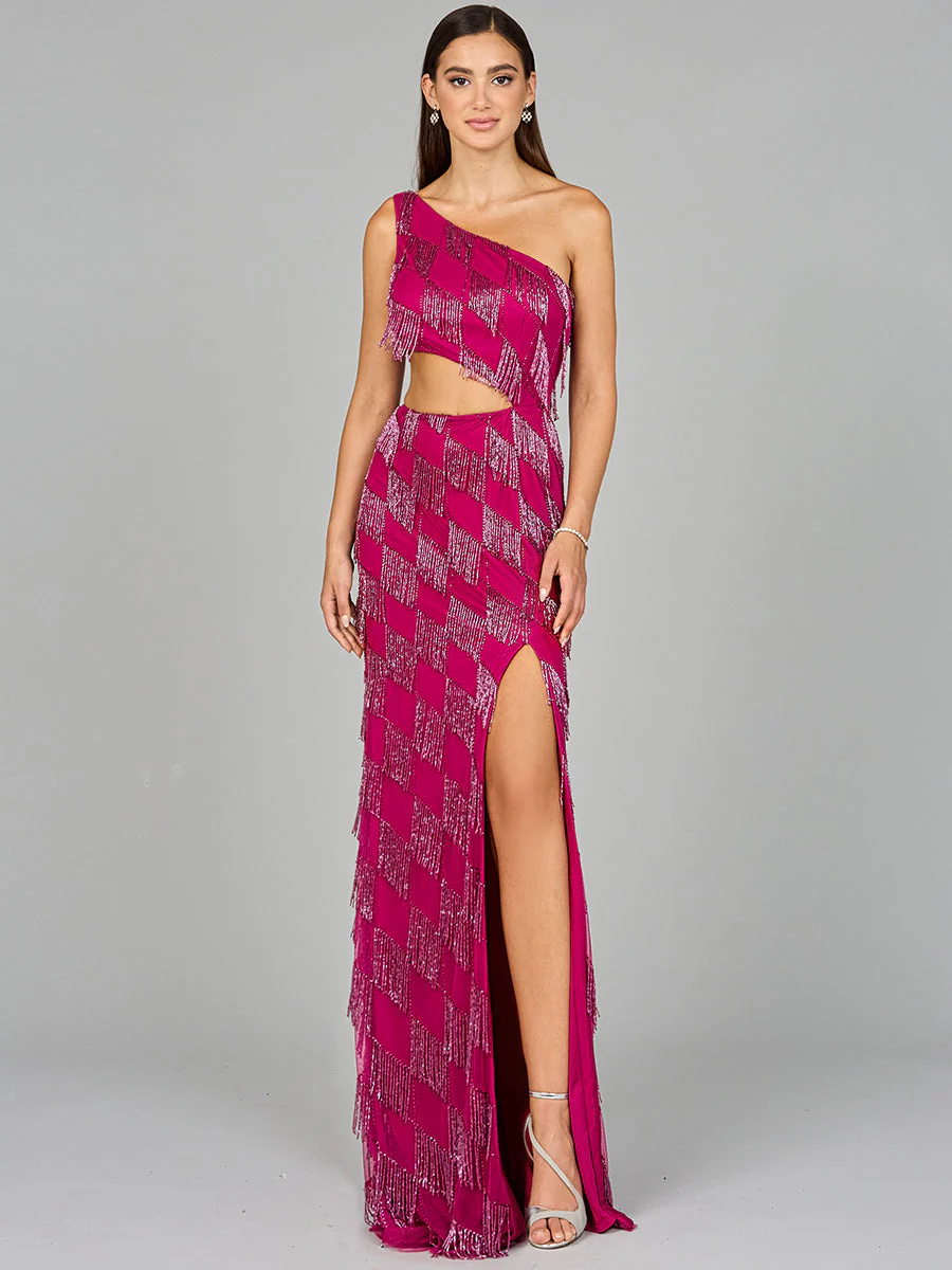 Lara One Shoulder Fringe Gown - Image 2