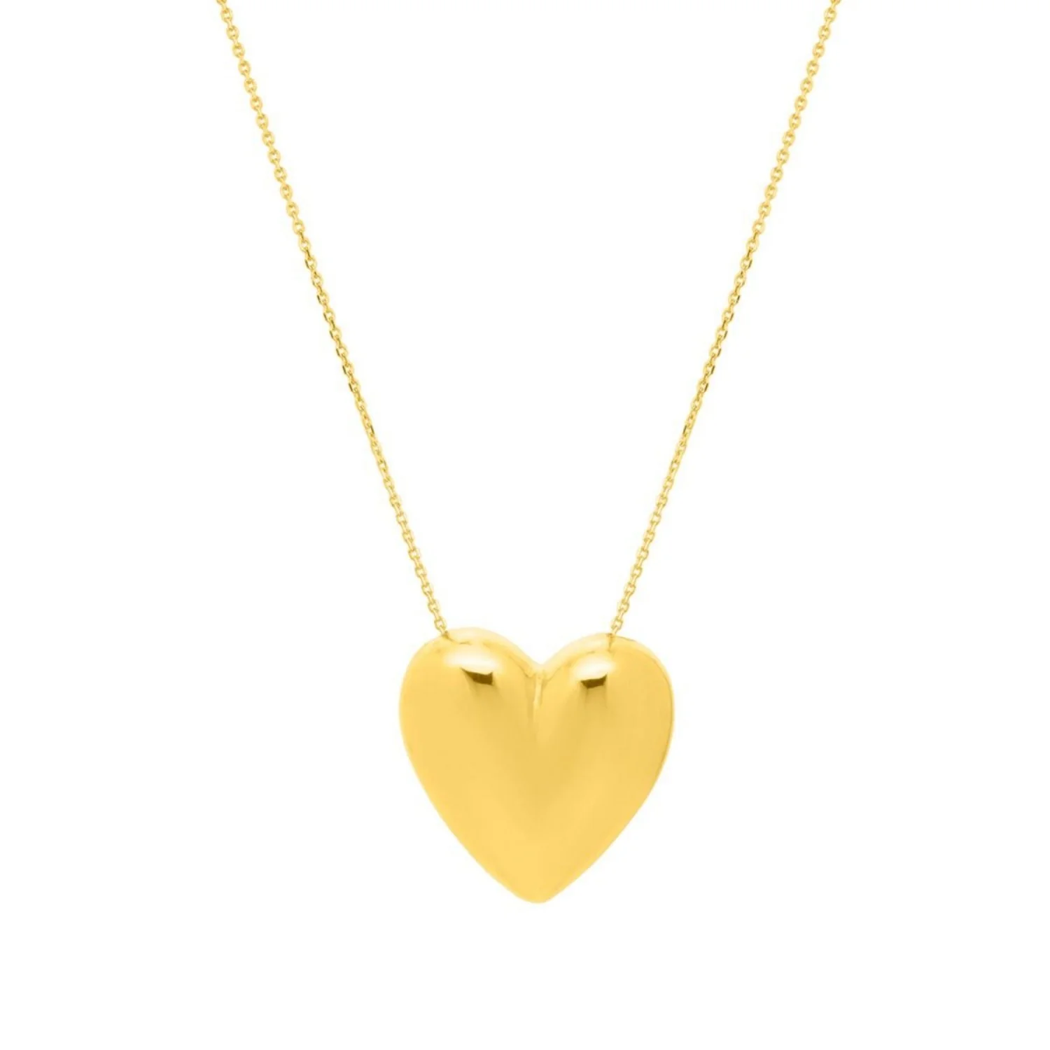 Large Puffed Heart Necklace in 14K Yellow Gold - Image 13