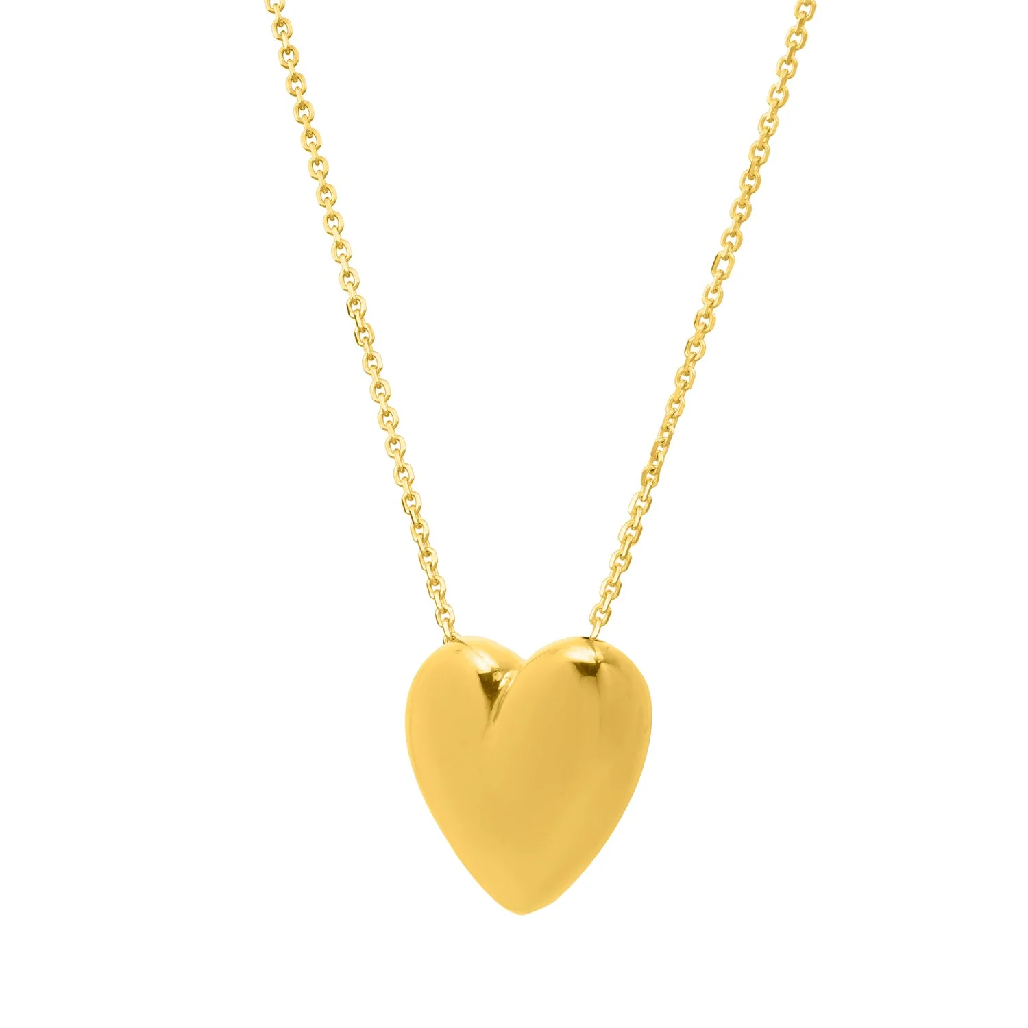Large Puffed Heart Necklace in 14K Yellow Gold - Image 5