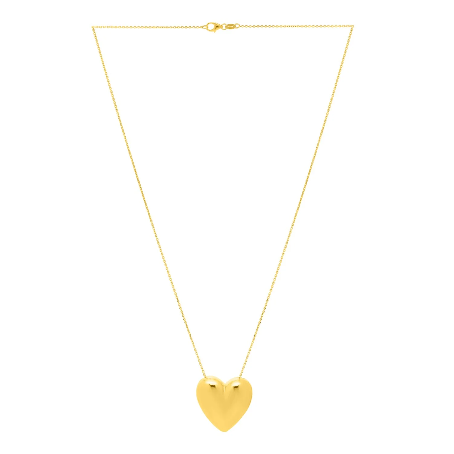 Large Puffed Heart Necklace in 14K Yellow Gold - Image 6