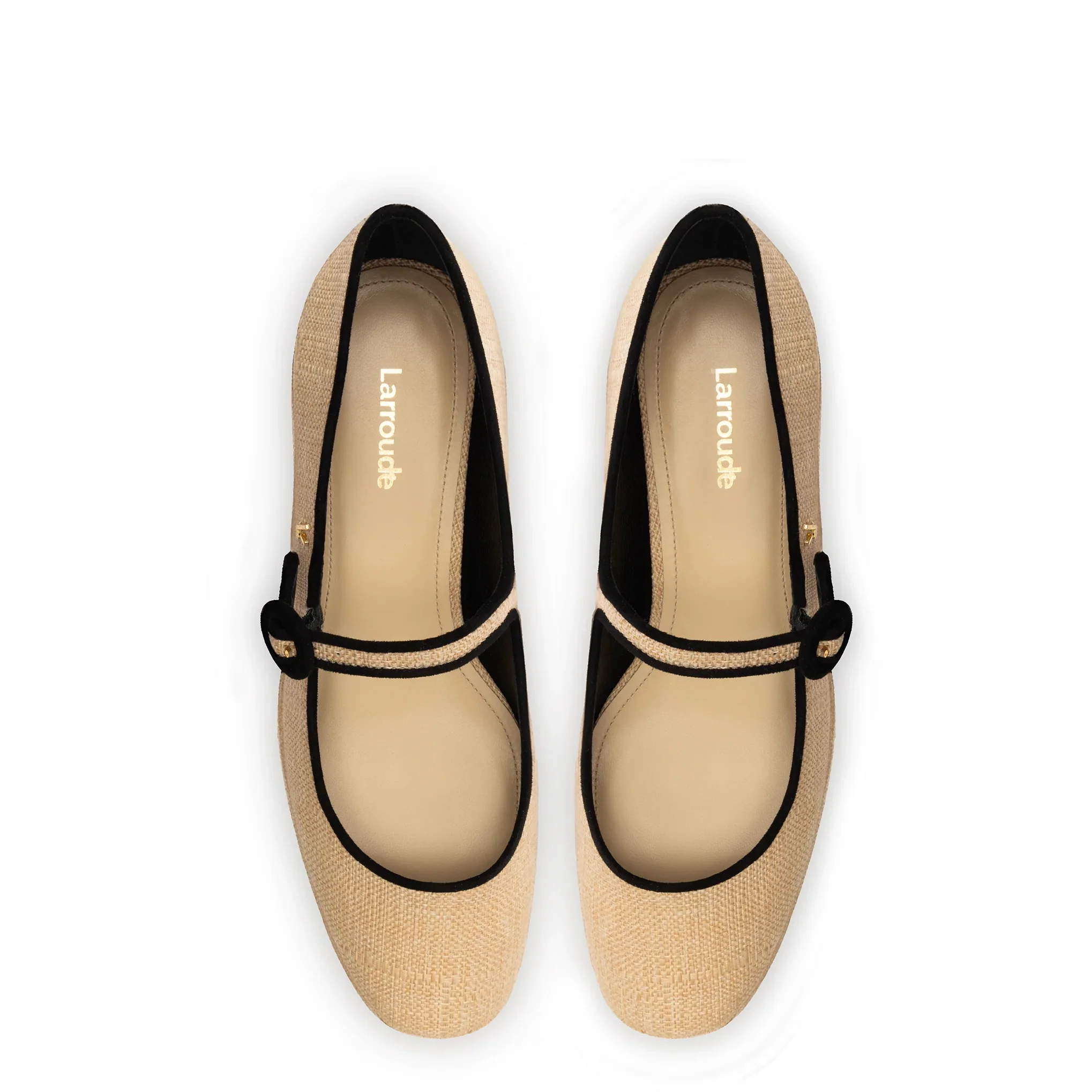Larroude Blair Flatform Shoes In Beige Raffia - Image 3