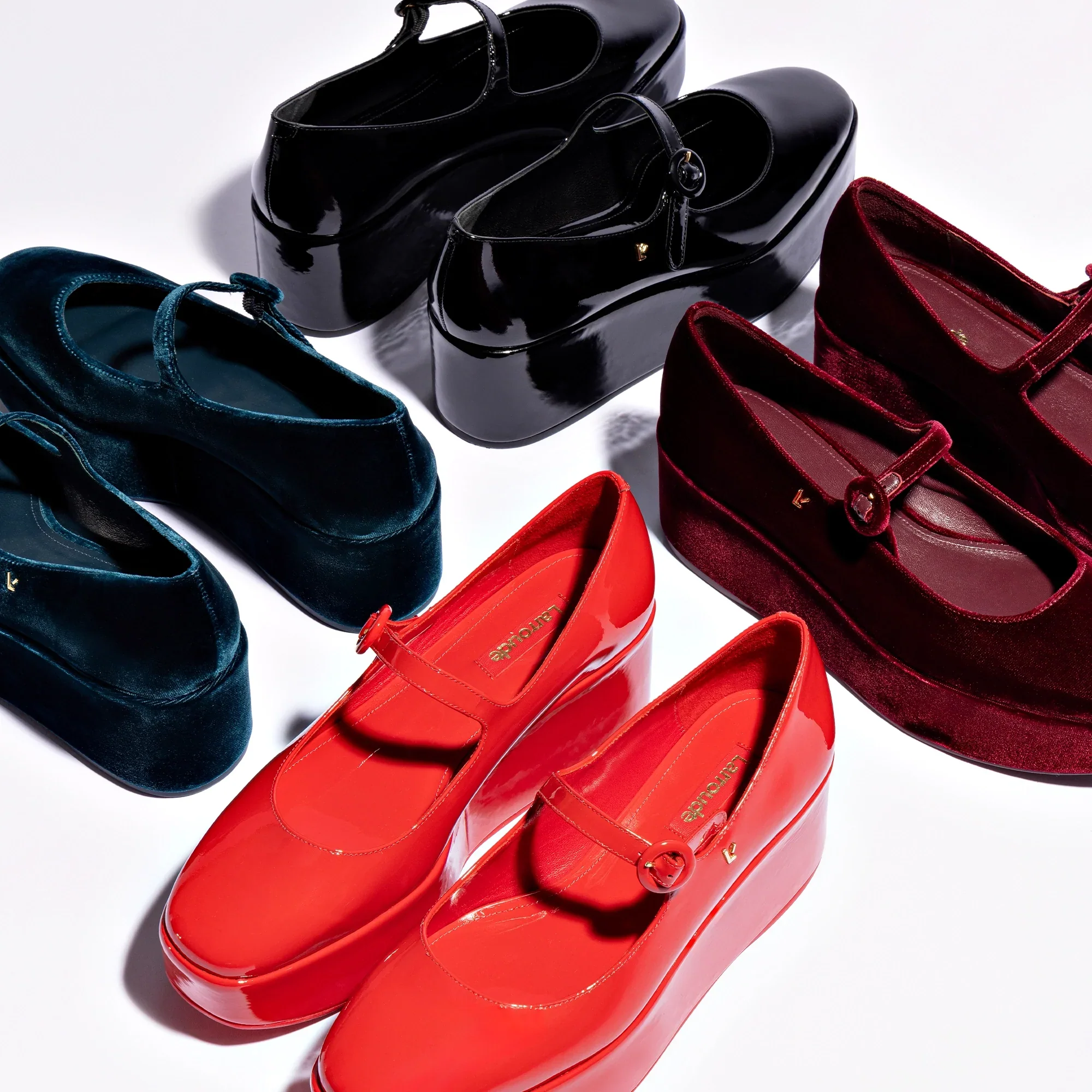 Larroude Blair Flatform Shoes In Black Patent Leather - Image 10