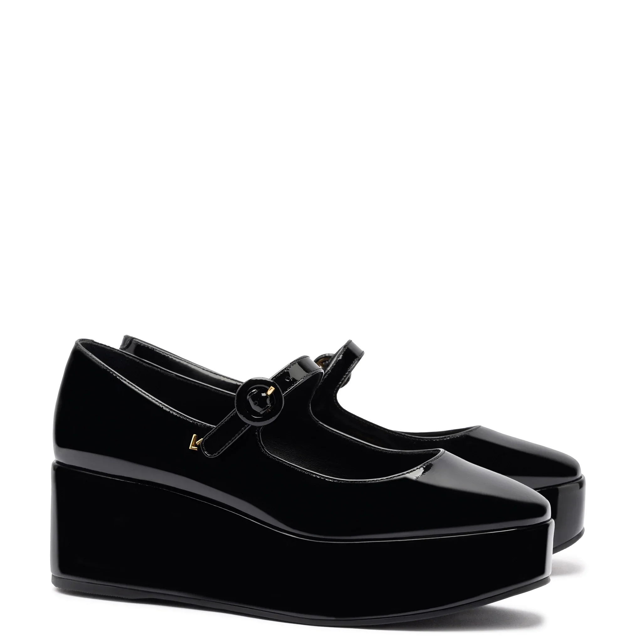 Larroude Blair Flatform Shoes In Black Patent Leather - Image 3