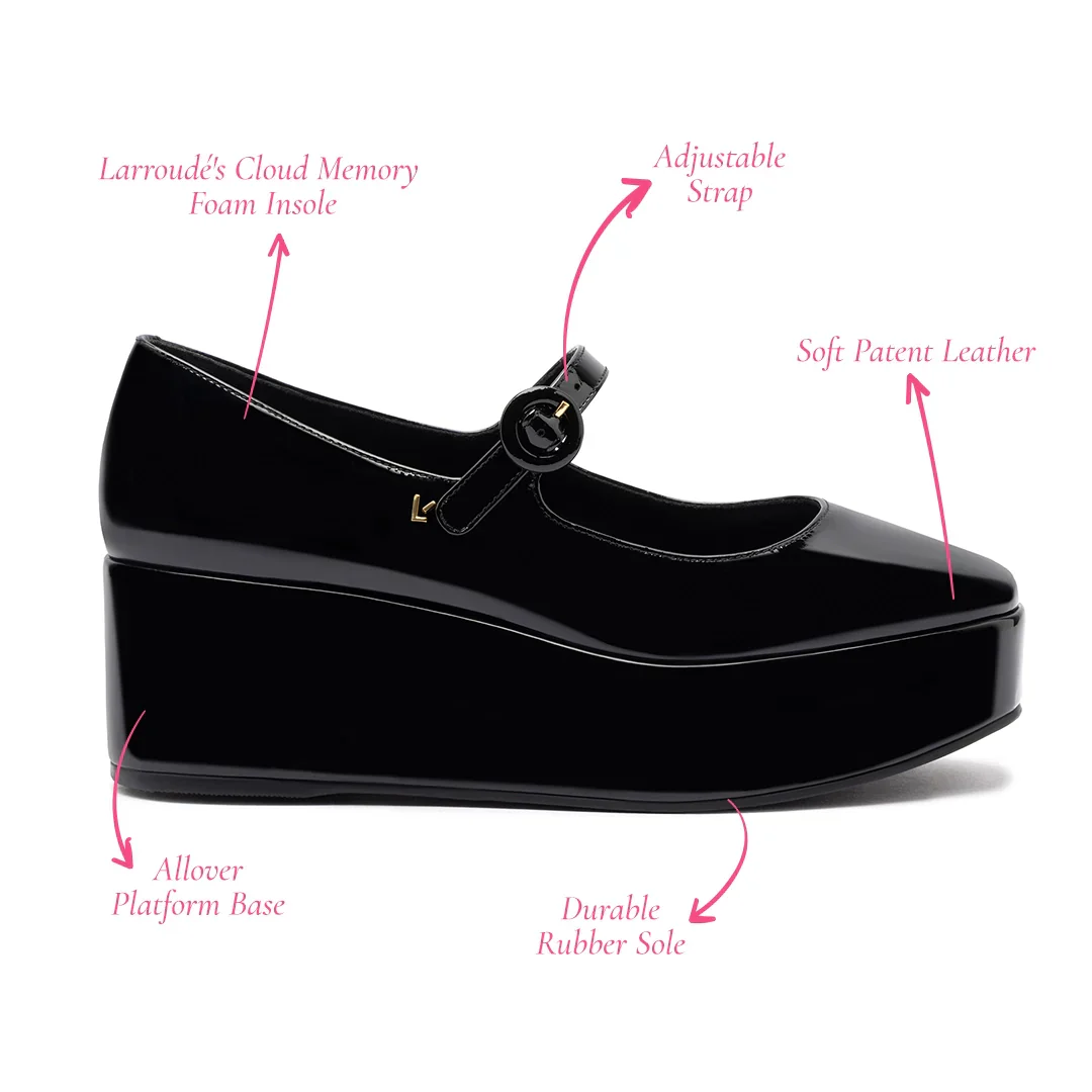 Larroude Blair Flatform Shoes In Black Patent Leather - Image 5