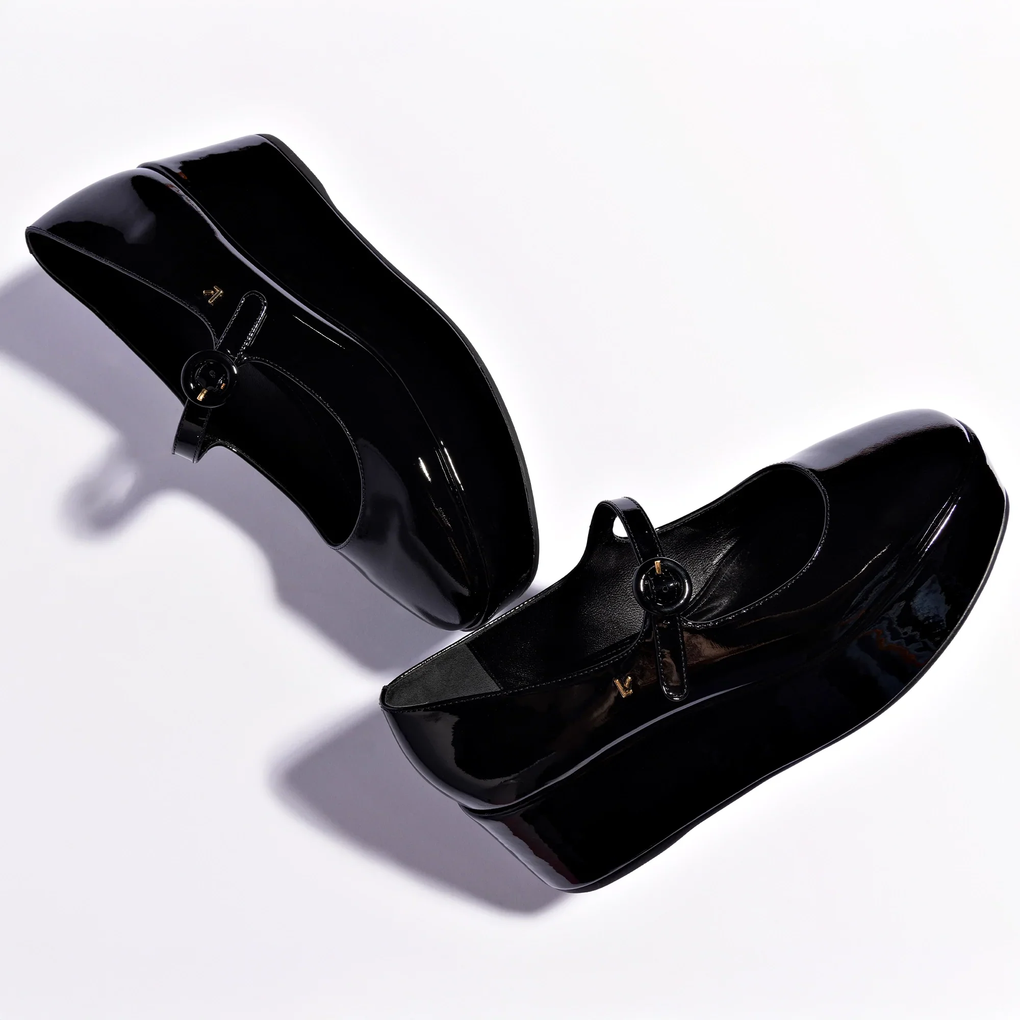 Larroude Blair Flatform Shoes In Black Patent Leather - Image 6