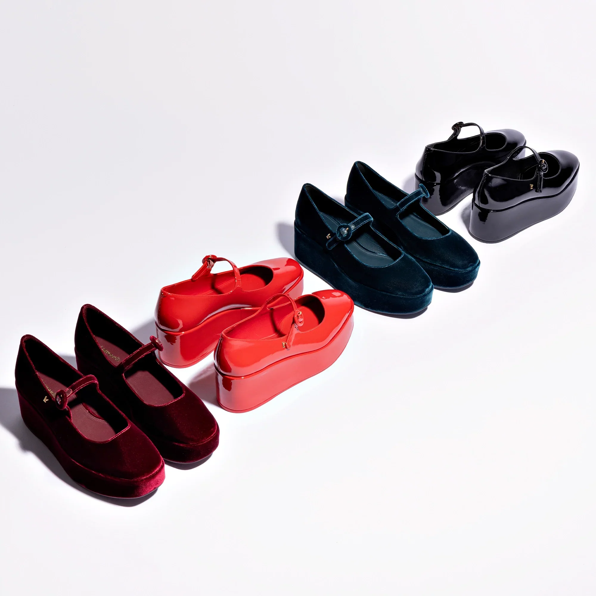 Larroude Blair Flatform Shoes In Black Patent Leather - Image 9