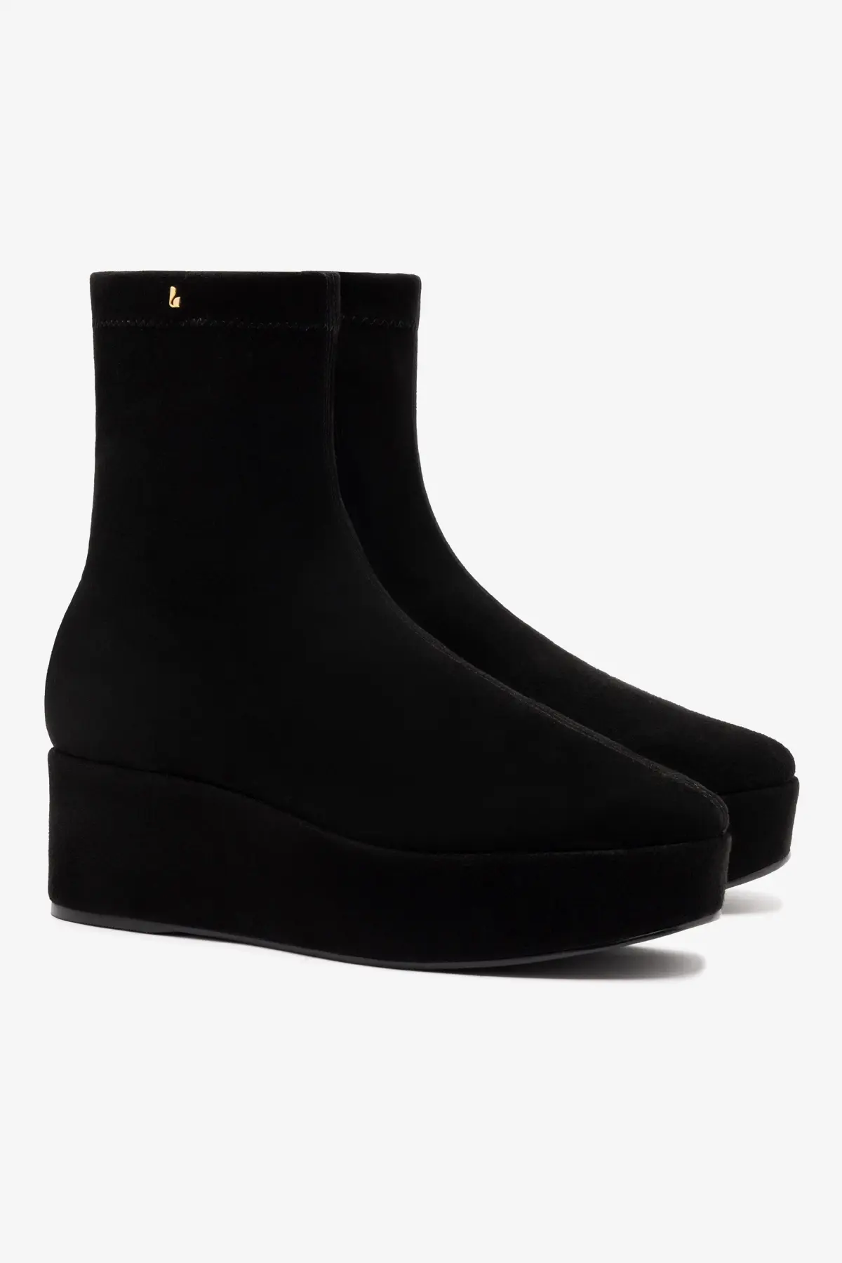 Larroude Dani Flatform Boot In Black Suede - Image 2